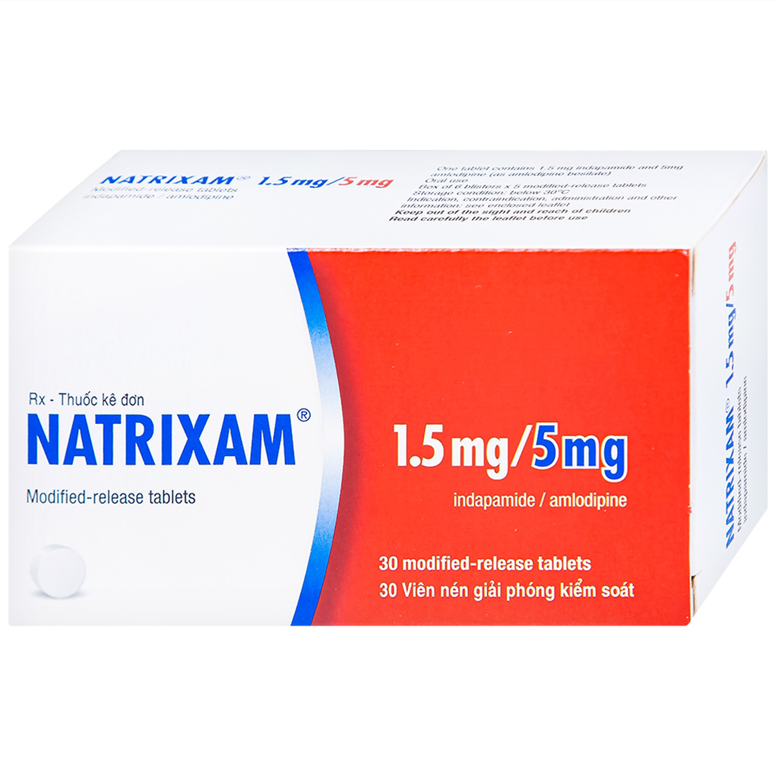 Thuốc Natrixam 1.5mg/5mg LES điều trị tăng huyết áp (30 viên)