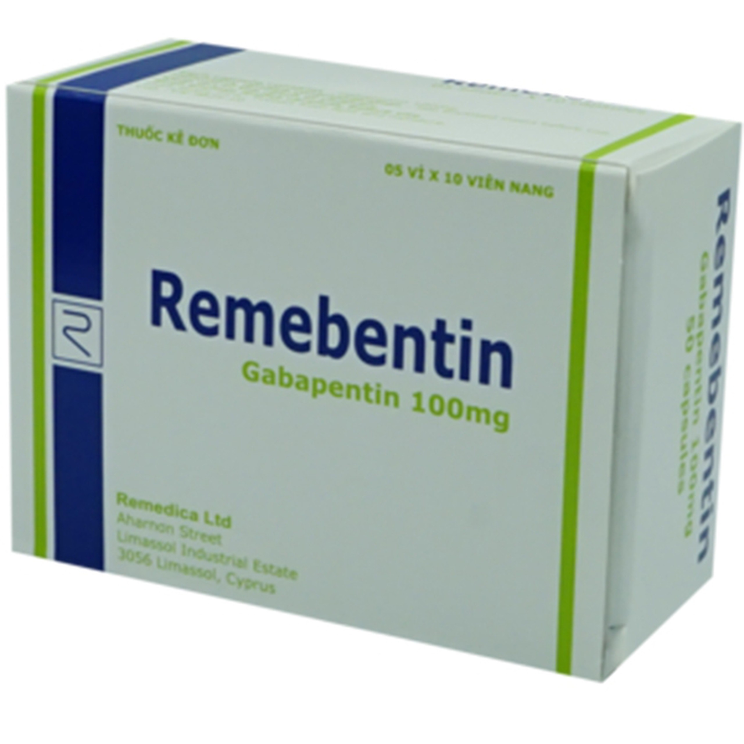 Thuốc Remebentin Remedica điều trị đau do bệnh thần kinh và động kinh (5 vỉ x 10 viên)