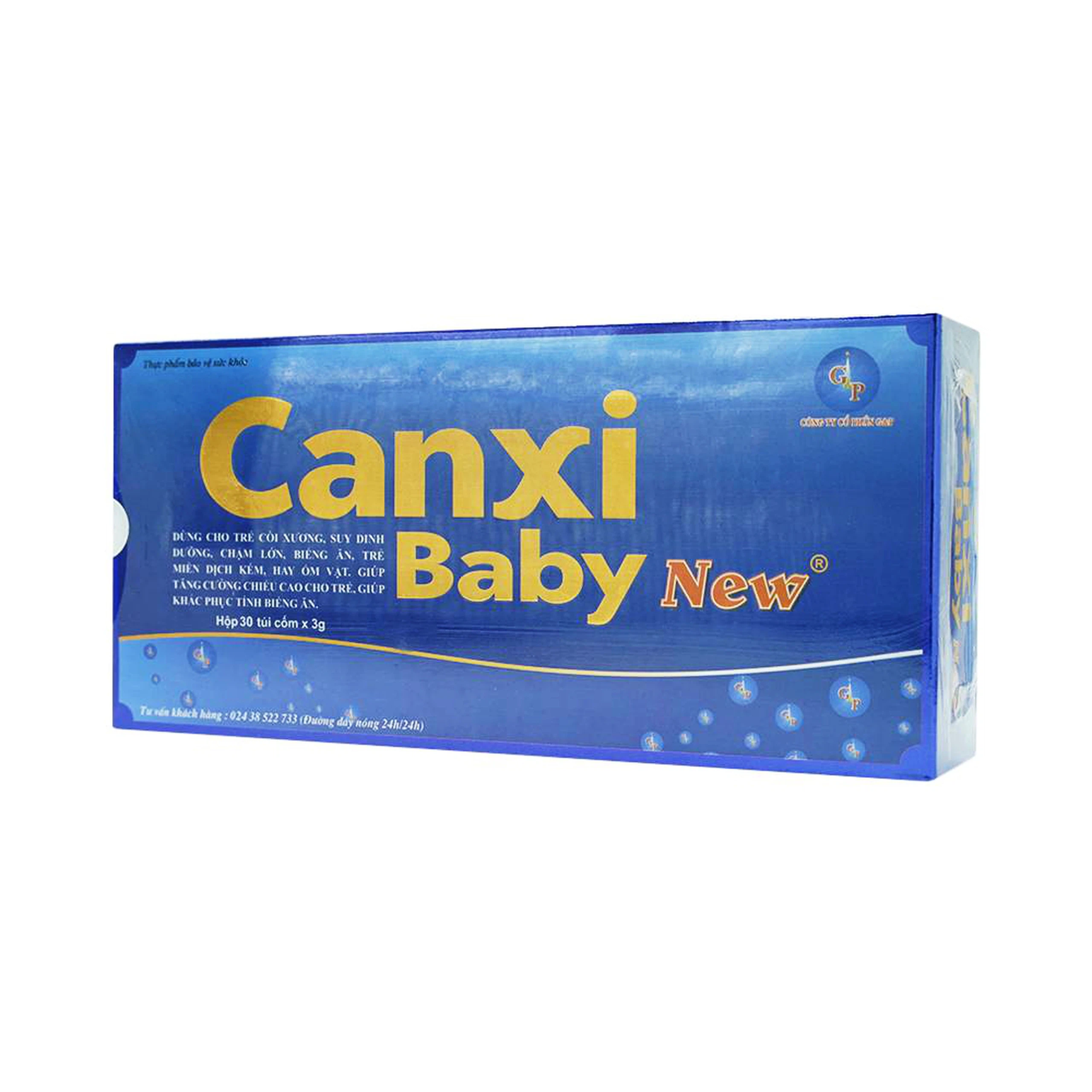Cốm hòa tan Canxi Baby New G&P France chống còi xương, phát triển chiều cao trẻ em (30 gói x 3g)