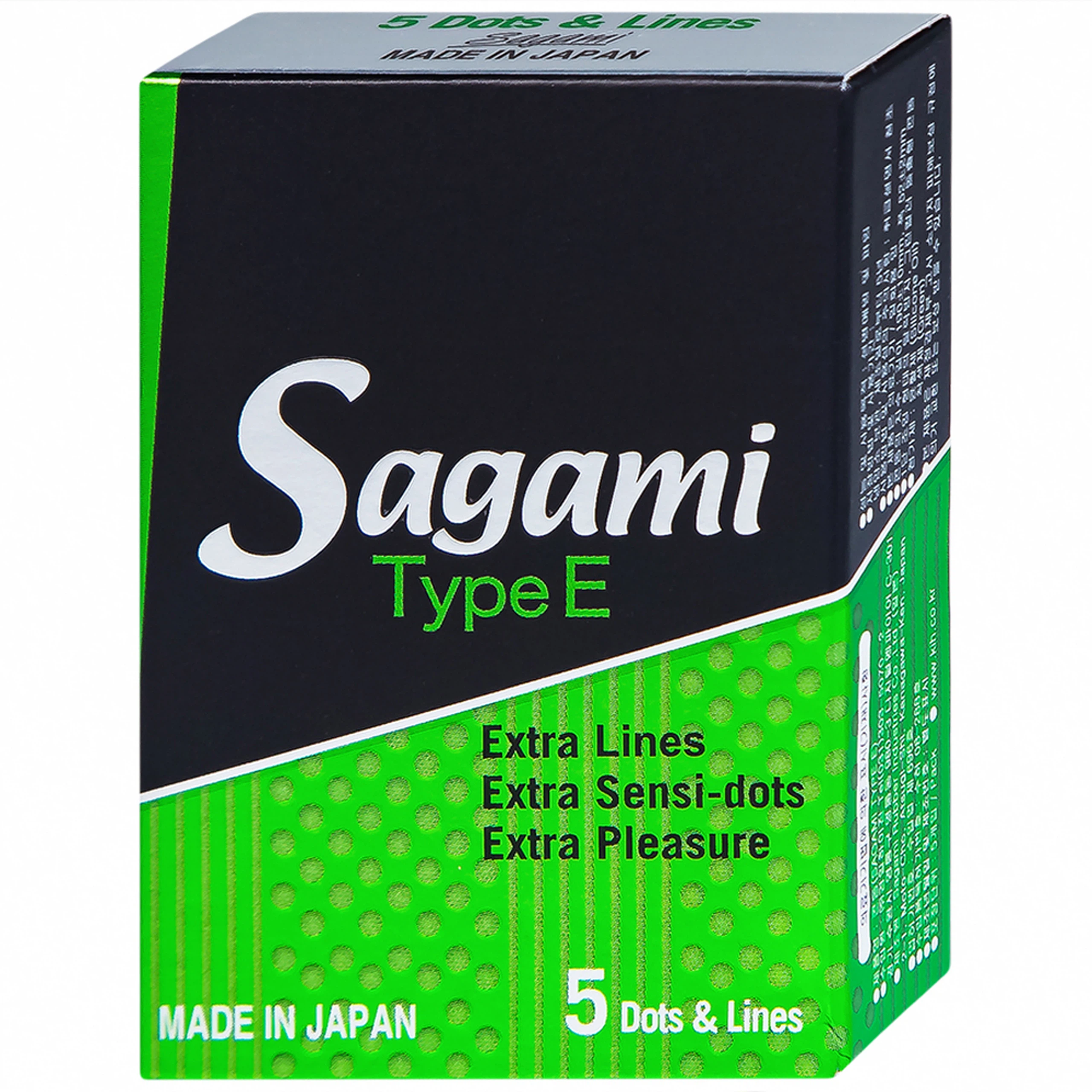 Bao cao su Sagami Type E màu xanh có gân gai phòng tránh thai và bệnh lây qua đường tình dục (5 cái)
