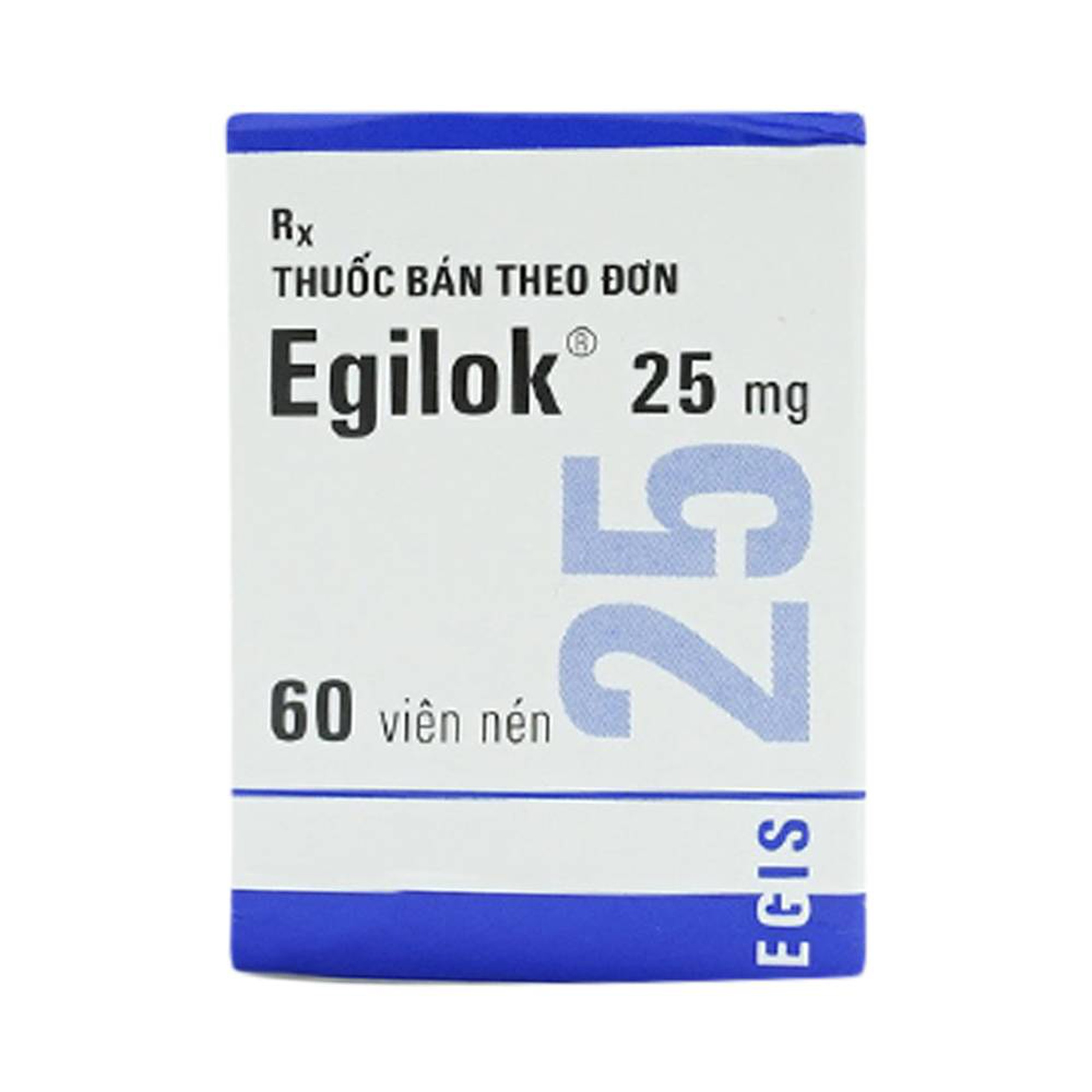 Thuốc Egilok 25mg Egis Pharma điều trị tăng huyết áp, đau thắt ngực (60 viên)