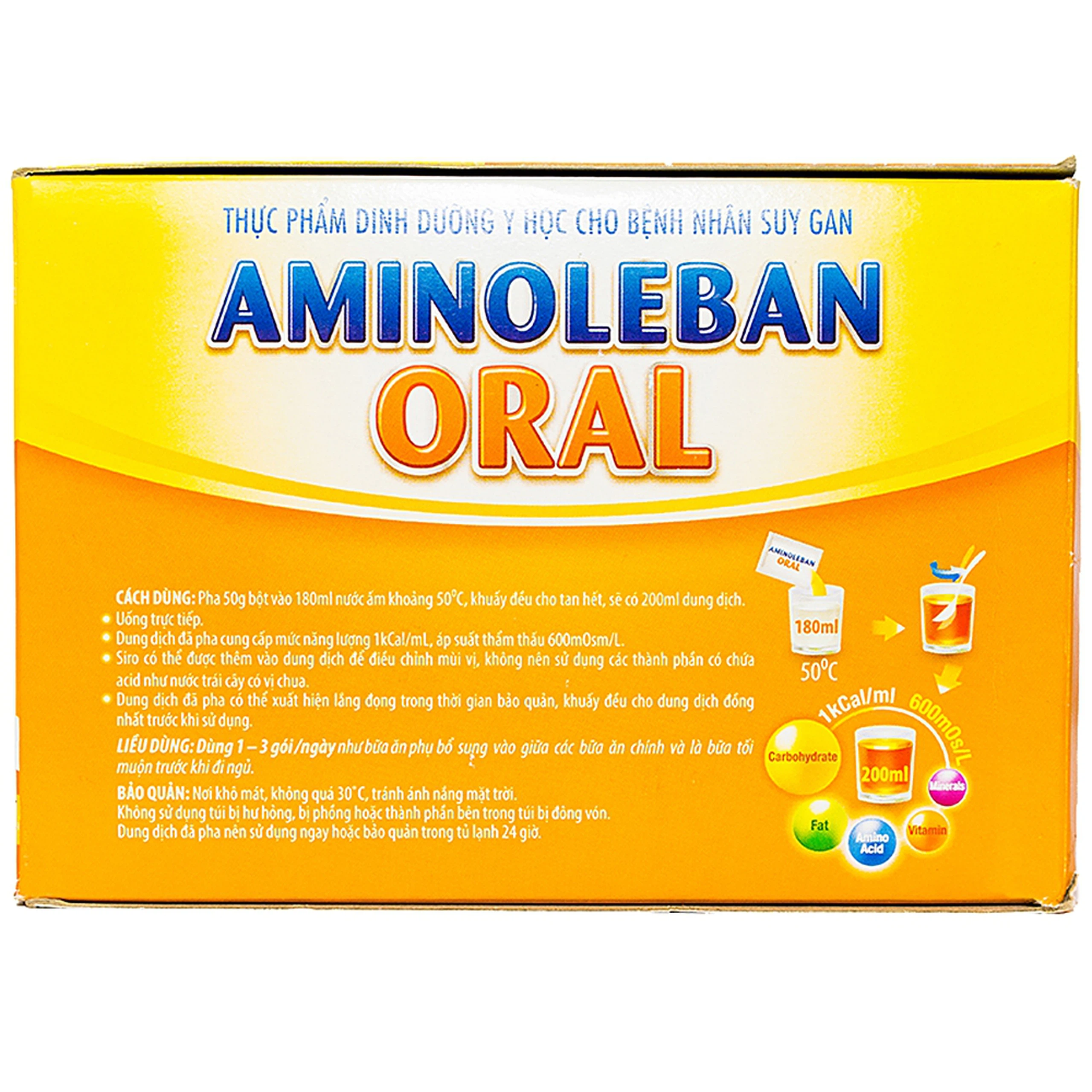 Bột pha Aminoleban Oral hỗ trợ bệnh nhân suy gan (10 gói x 50g)