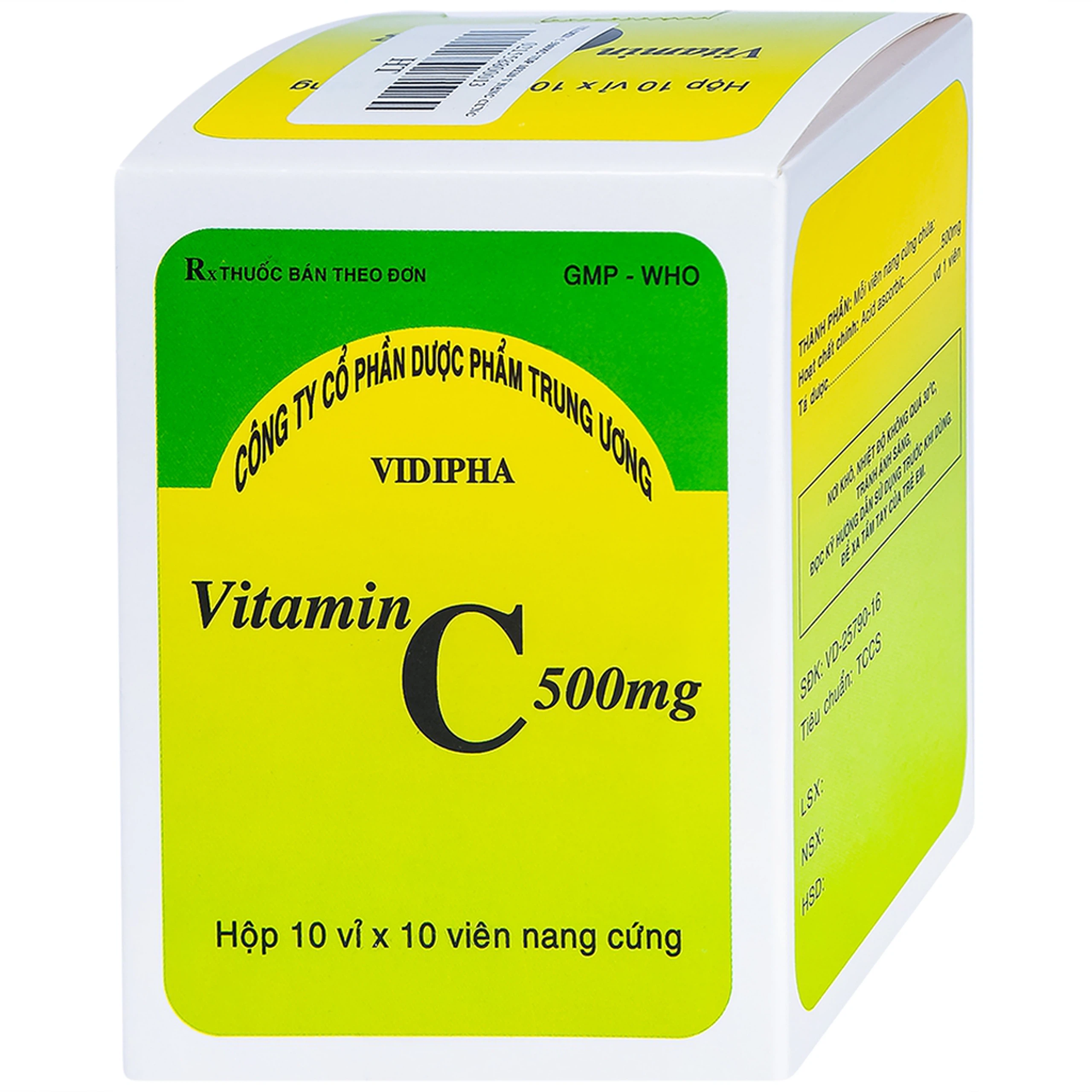 Thuốc Vitamin C 500mg Vidipha hỗ trợ điều trị bệnh Thalassemia (10 vỉ x 10 viên)