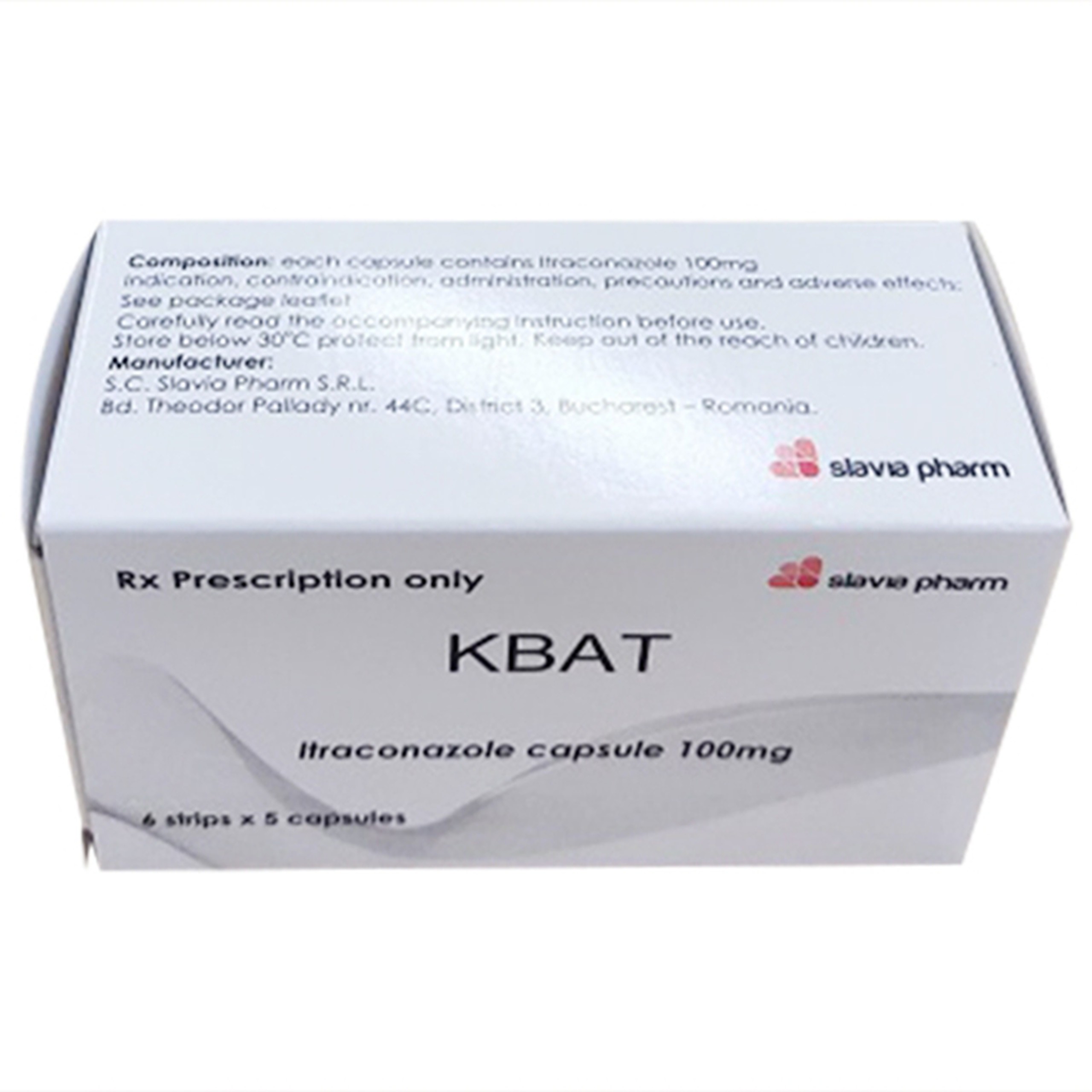 Thuốc Kbat 100mg Slavia điều trị nấm Candida ở miệng, họng, âm hộ, âm đạo, lang ben (6 vỉ x 5 viên) 