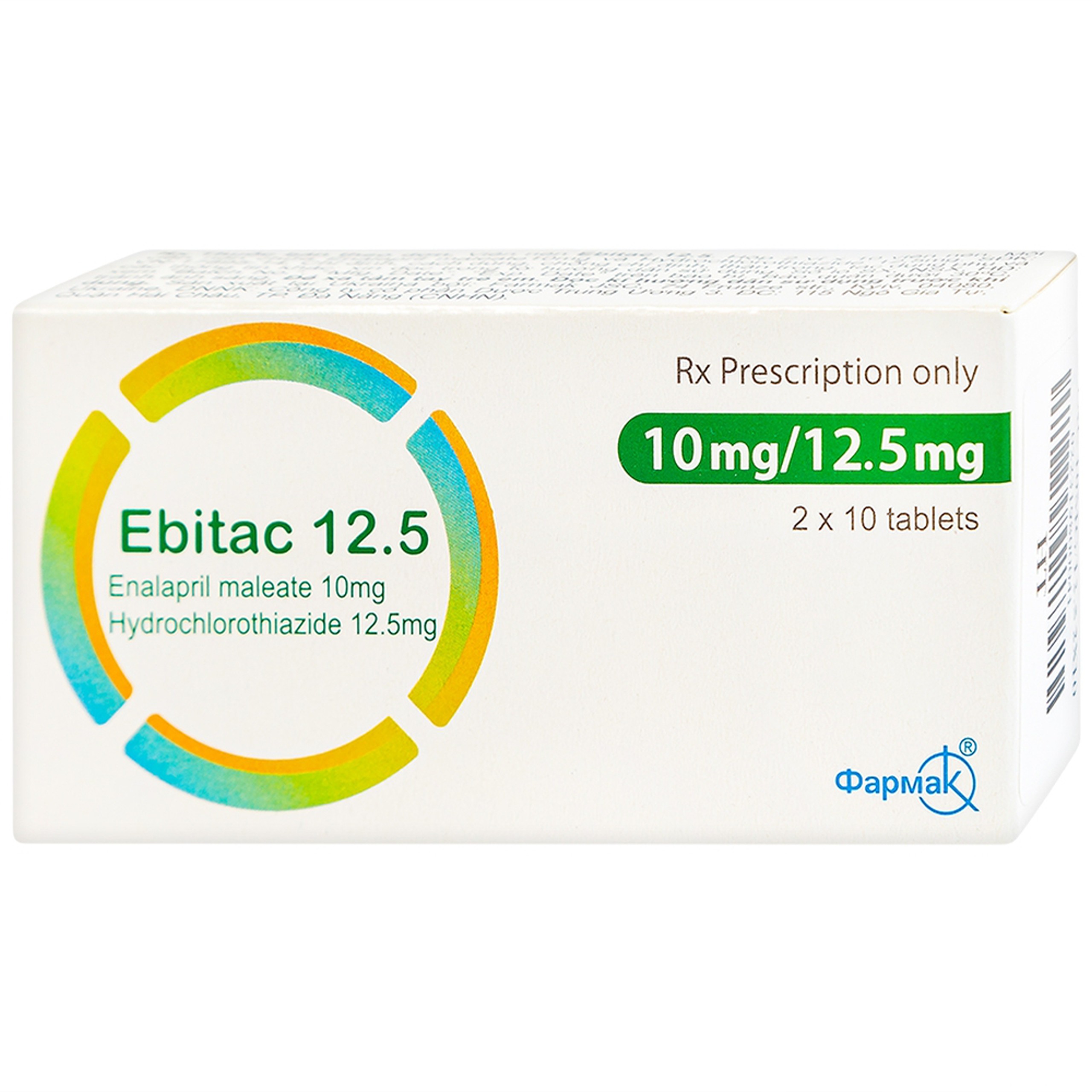 Thuốc Ebitac 12.5 Farkmak điều trị suy tim, tăng huyết áp (2 vỉ x 10 viên)