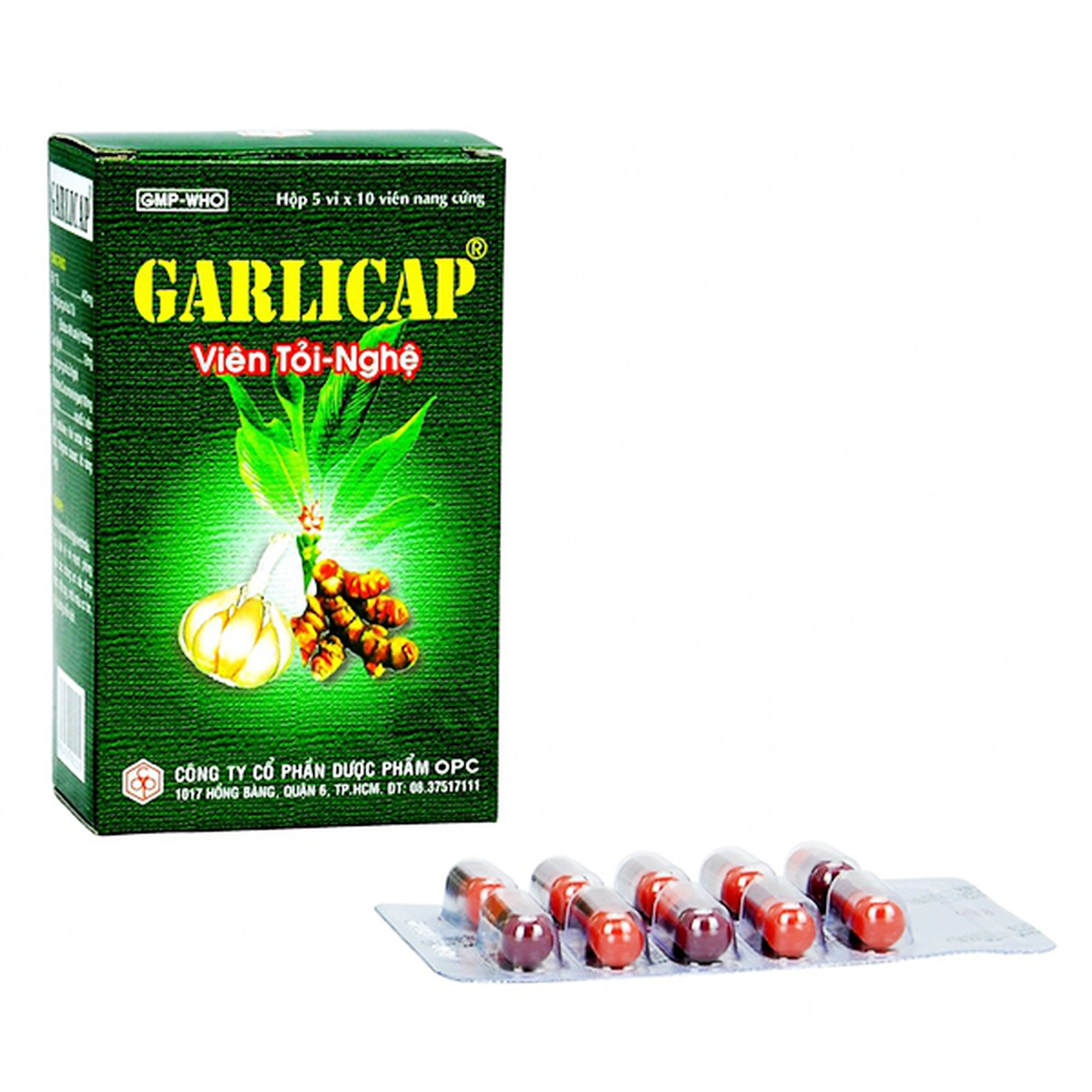 Viên tỏi nghệ Garlicap OPC hạ cholesterol và triglycerid máu (5 vỉ x 10 viên)