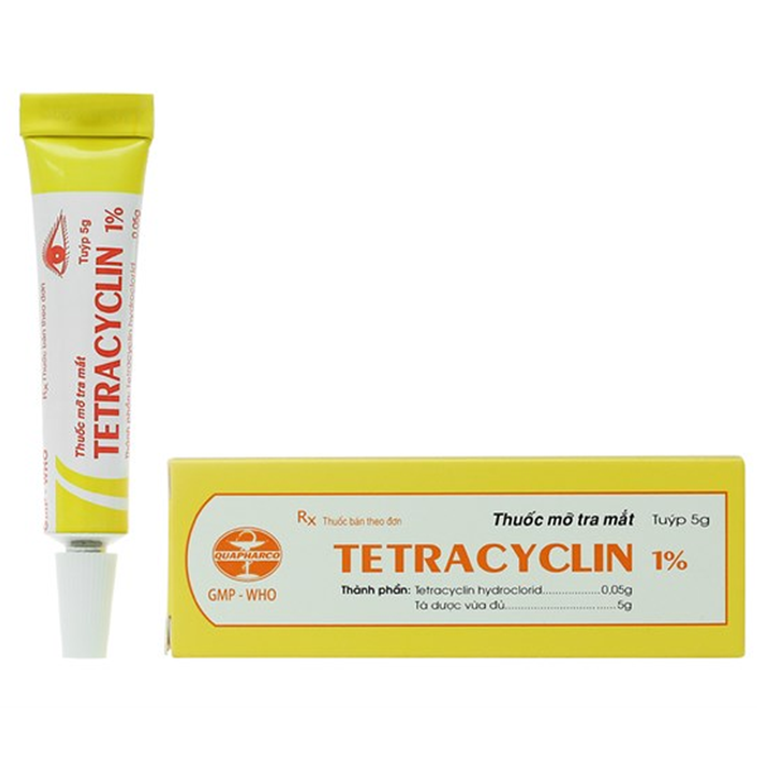 Thuốc mỡ tra mắt Tetracyclin 1% Quapharco điều trị viêm kết mạc, đau mắt hột (5g)