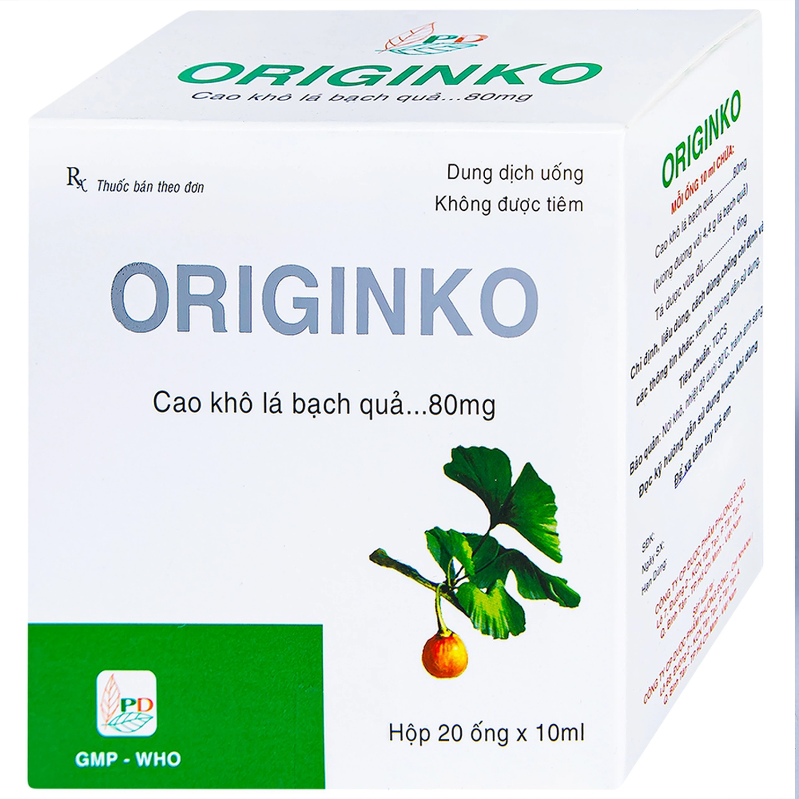 Dung dịch uống Originko 80mg Phương Đông phòng và điều trị suy giảm trí nhớ (20 ống x 10ml)