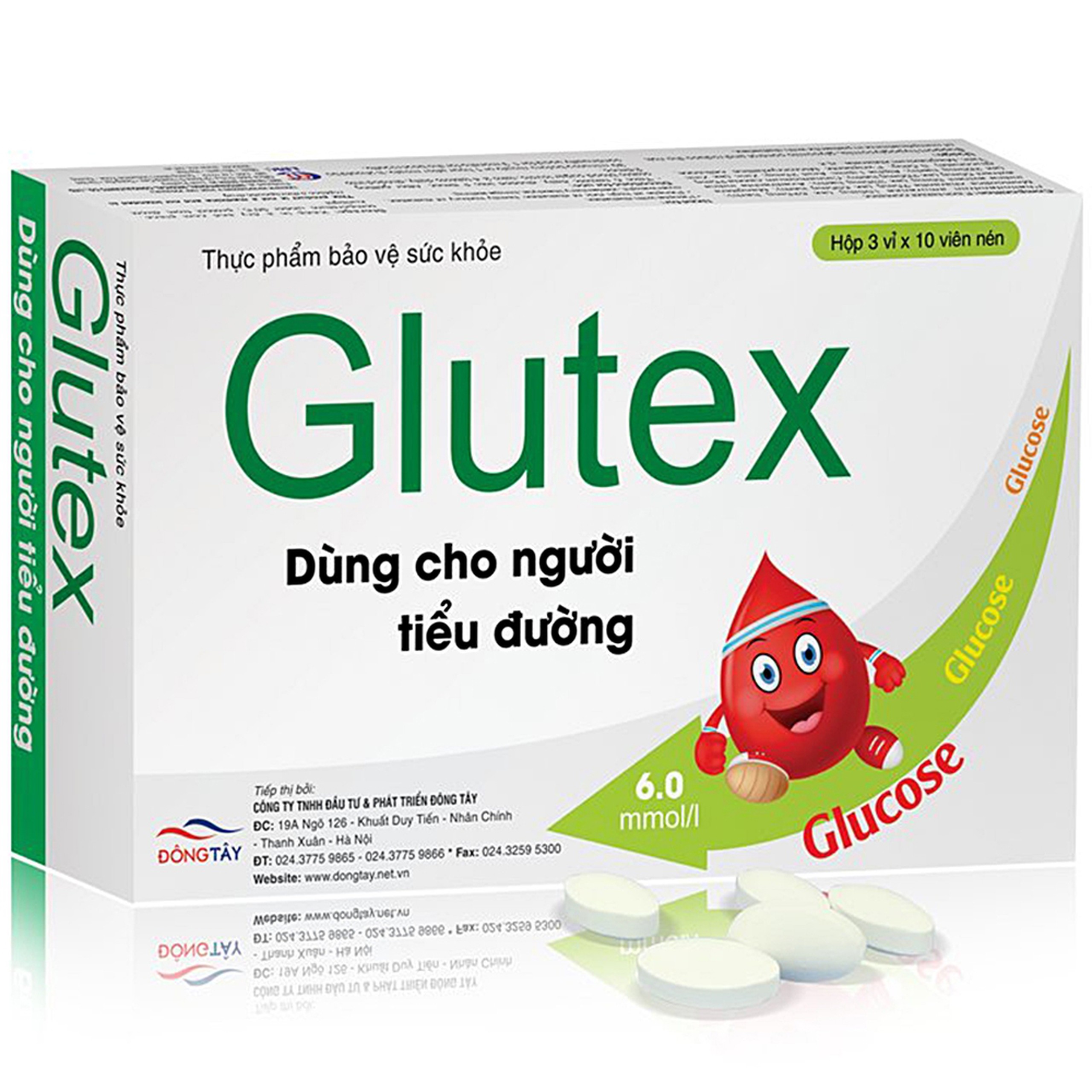 Viên uống Glutex Đông Tây hỗ trợ hạ, kiểm soát đường huyết (30 viên)