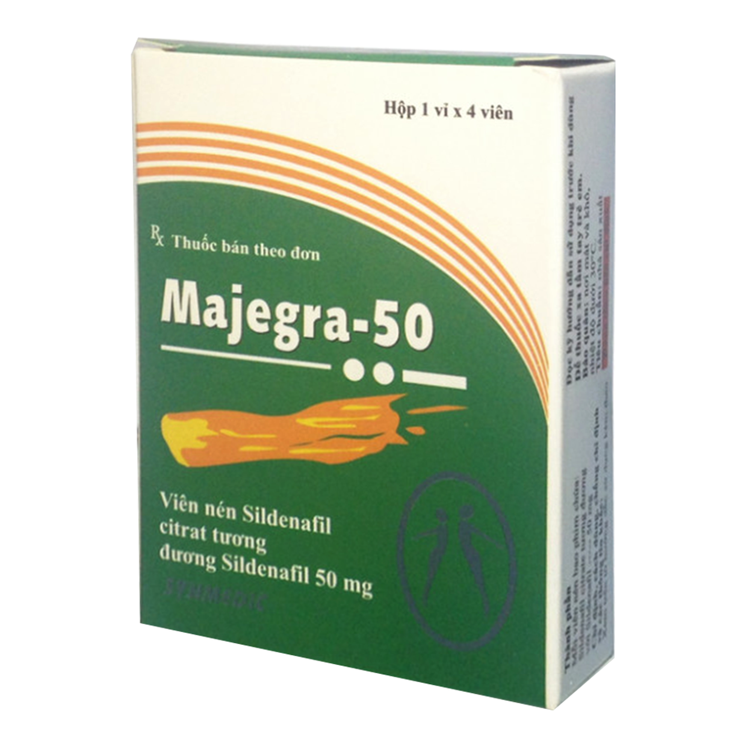 Viên nén Majegra-50 Synmedic điều trị tình trạng suy chức năng gây cương ở nam giới (1 vỉ x 4 viên)