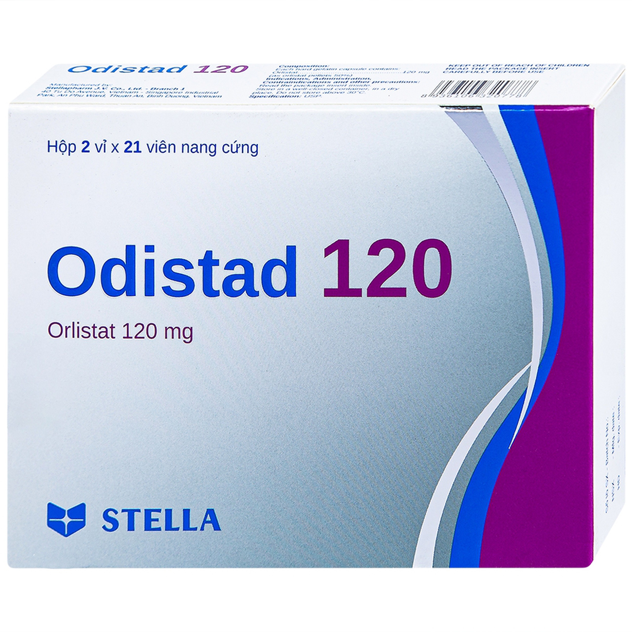 Thuốc Odistad 120 Stella điều trị béo phì và phòng ngừa tăng cân trở lại ở người lớn (2 vỉ x 21 viên)