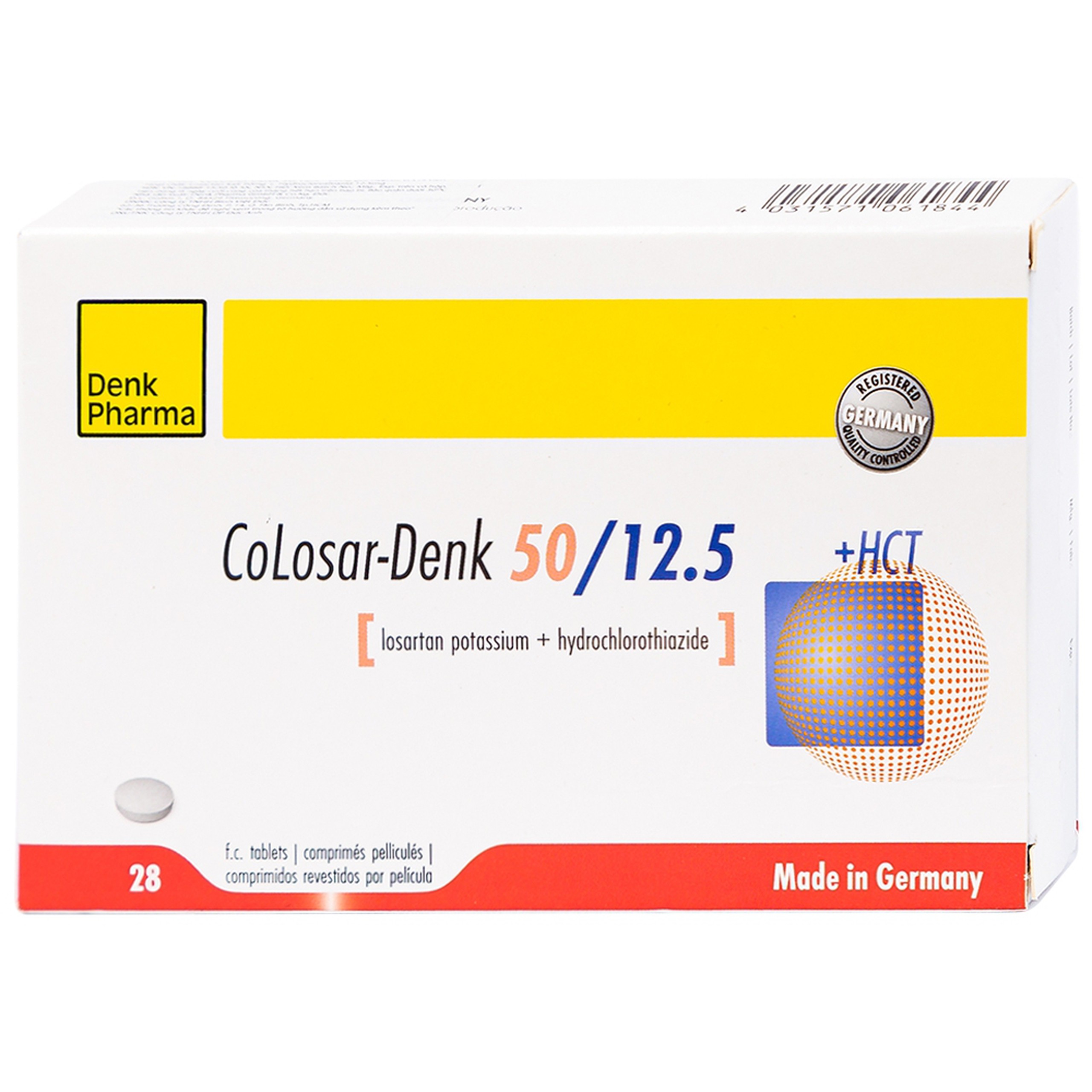 Thuốc Colosar-Denk 50/12.5 Denk điều trị tăng huyết áp (2 vỉ x 14 viên)