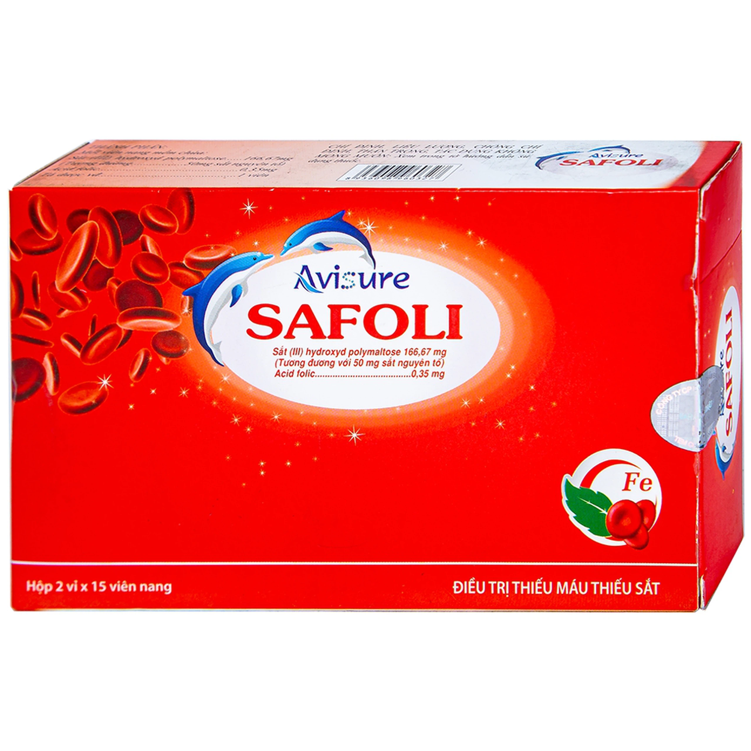 Thuốc Safoli Avisure điều trị thiếu máu, thiếu sắt trong kỳ mang thai (2 vỉ x 15 viên)