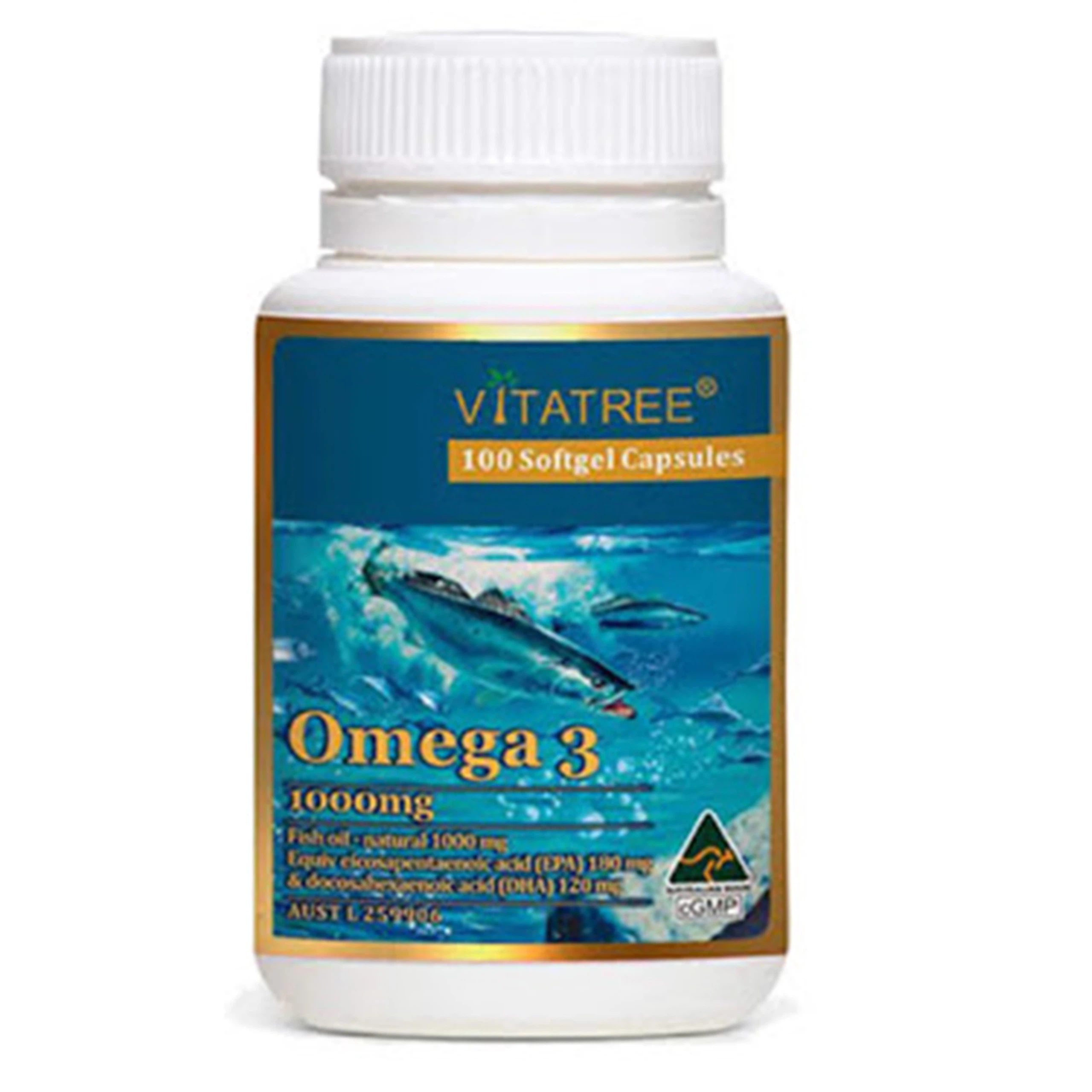 Viên uống Omega 3 1000mg Vitatree bổ sung dưỡng chất cho não, tăng thị lực mắt (100 viên)