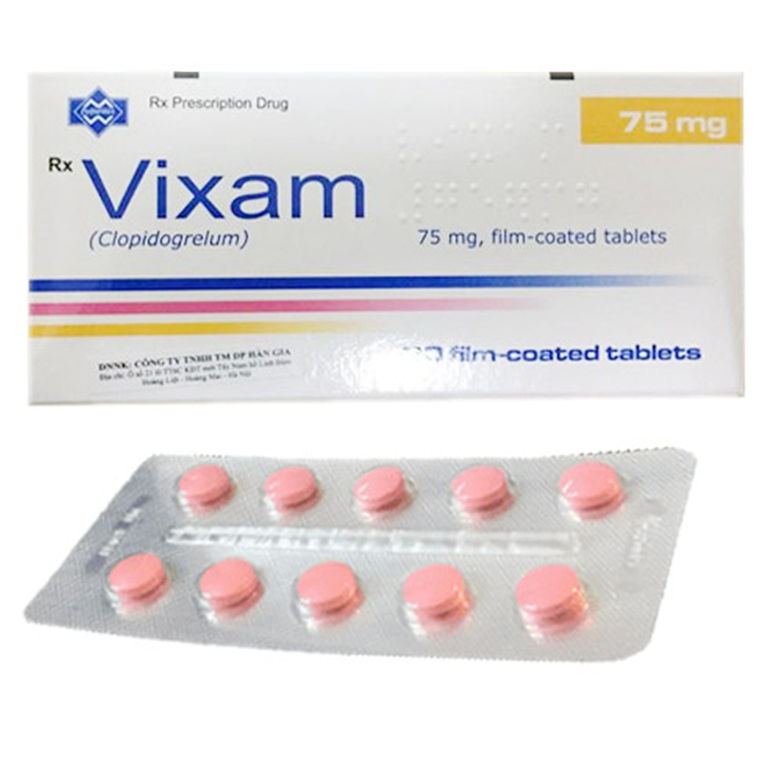 Thuốc Vixam 75mg Polfarmex phòng huyết khối động mạch (3 vỉ x 10 viên)