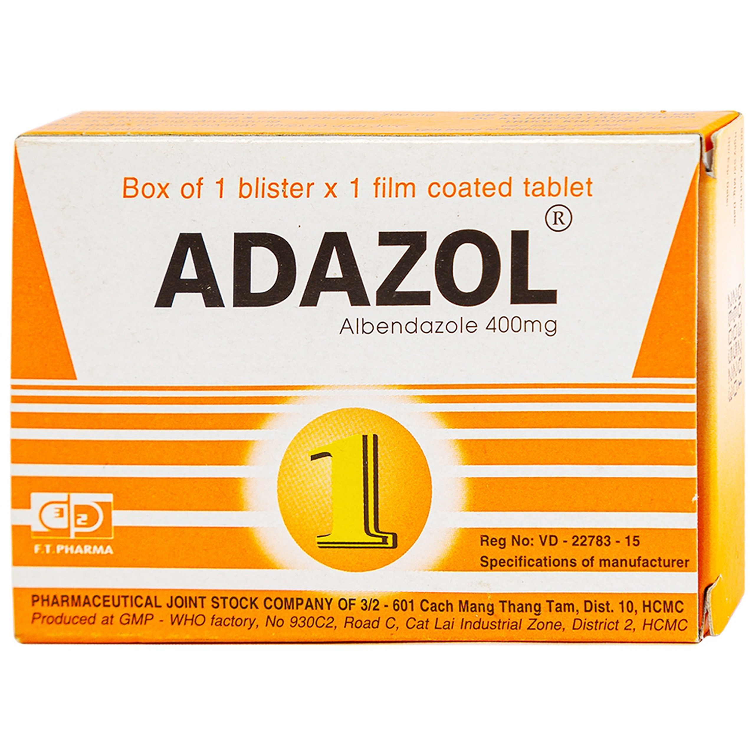 Thuốc Adazol 400mg Dược 3-2 điều trị nhiễm ký sinh trùng đường ruột (1 vỉ x 1 viên)