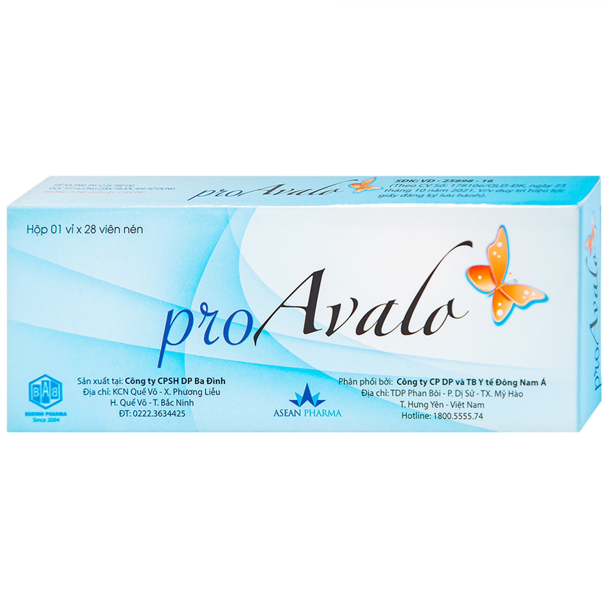 Thuốc proAvalo 0.03mg Babiophar tránh thai hằng ngày (1 vỉ x 28 viên)
