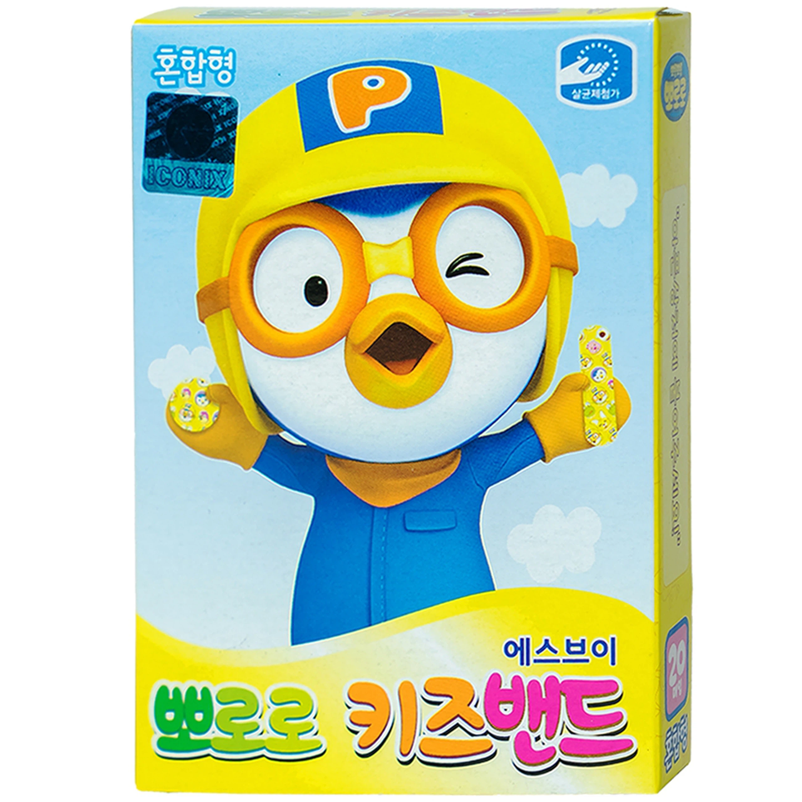 Băng keo cá nhân in hình Pororo Kids Band 4 size Young Chemical bảo vệ vết thương dành cho trẻ nhỏ (20 miếng)