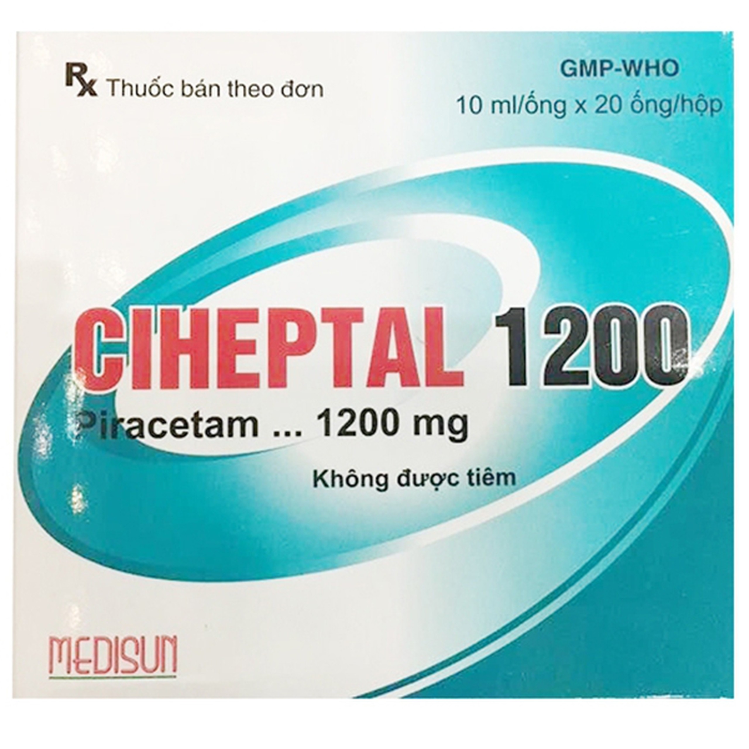 Thuốc Ciheptal 1200 Medisun điều trị triệu chứng rối loạn nhận thức, chóng mặt (20 ống x 10ml)