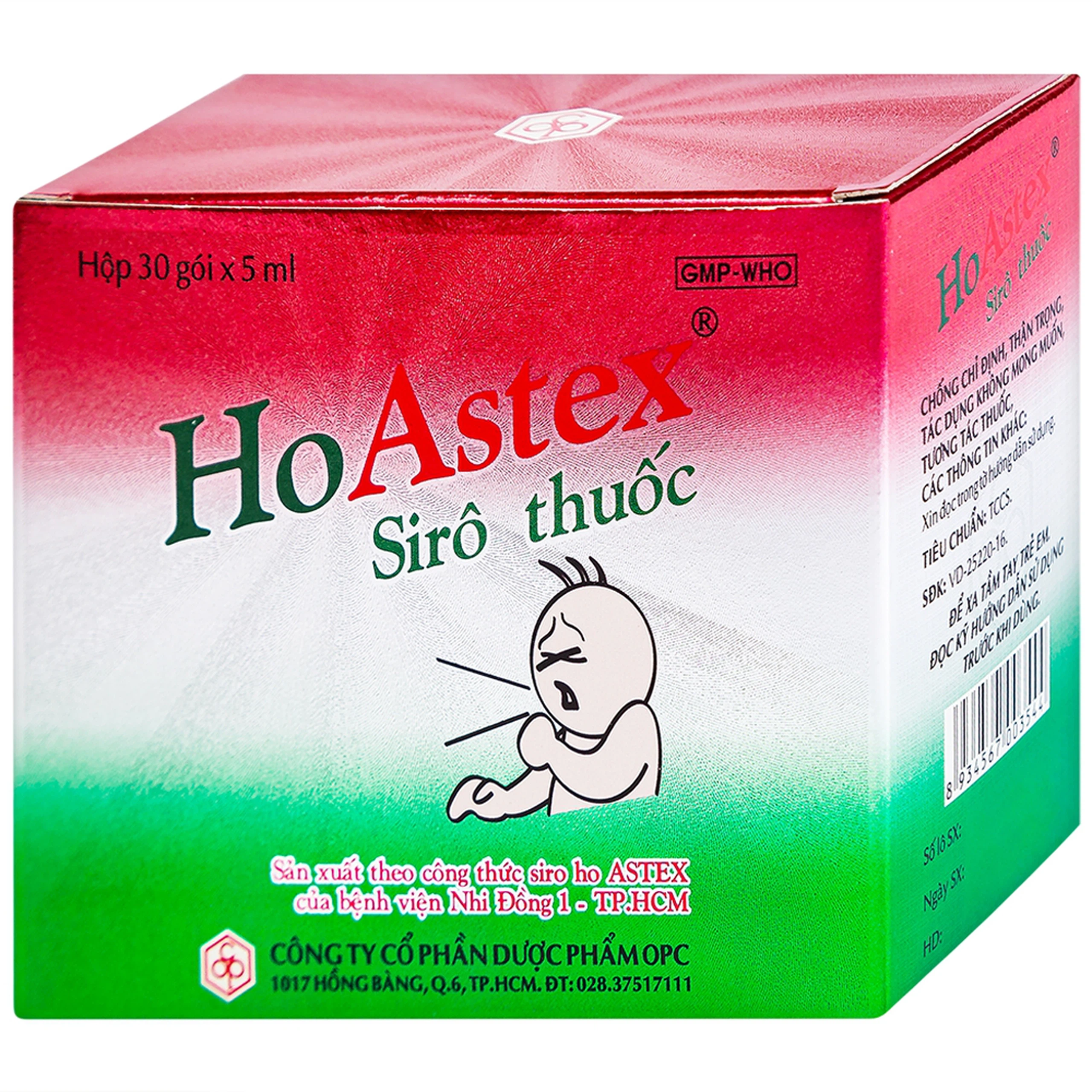 Siro HoAstex OPC điều trị ho, giảm ho trong viêm họng, viêm phế quản (30 gói x 5ml)