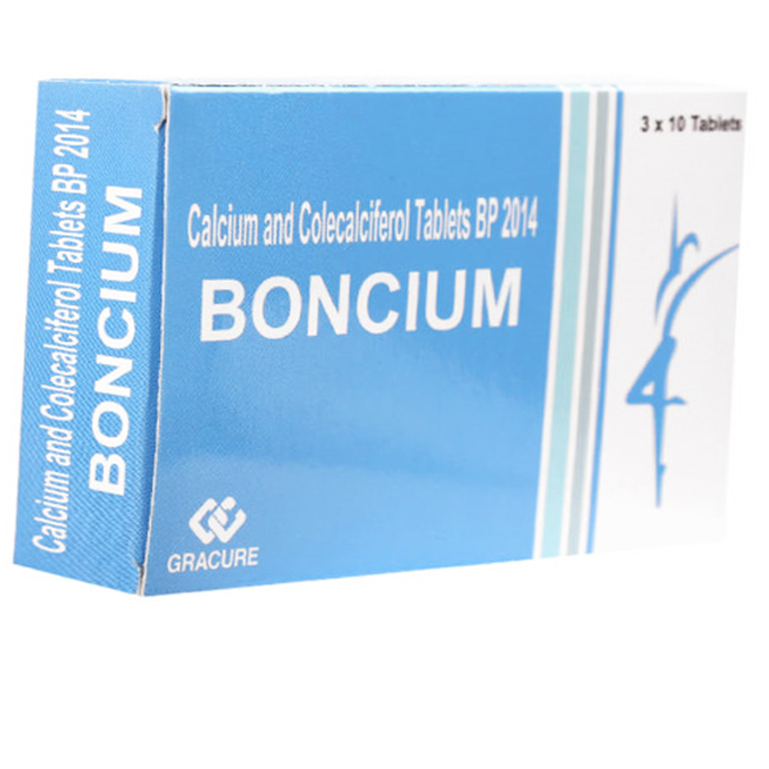 Thuốc Boncium Gracure phòng và điều trị thiếu Canxi và Vitamin D3 (3 vỉ x 10 viên)