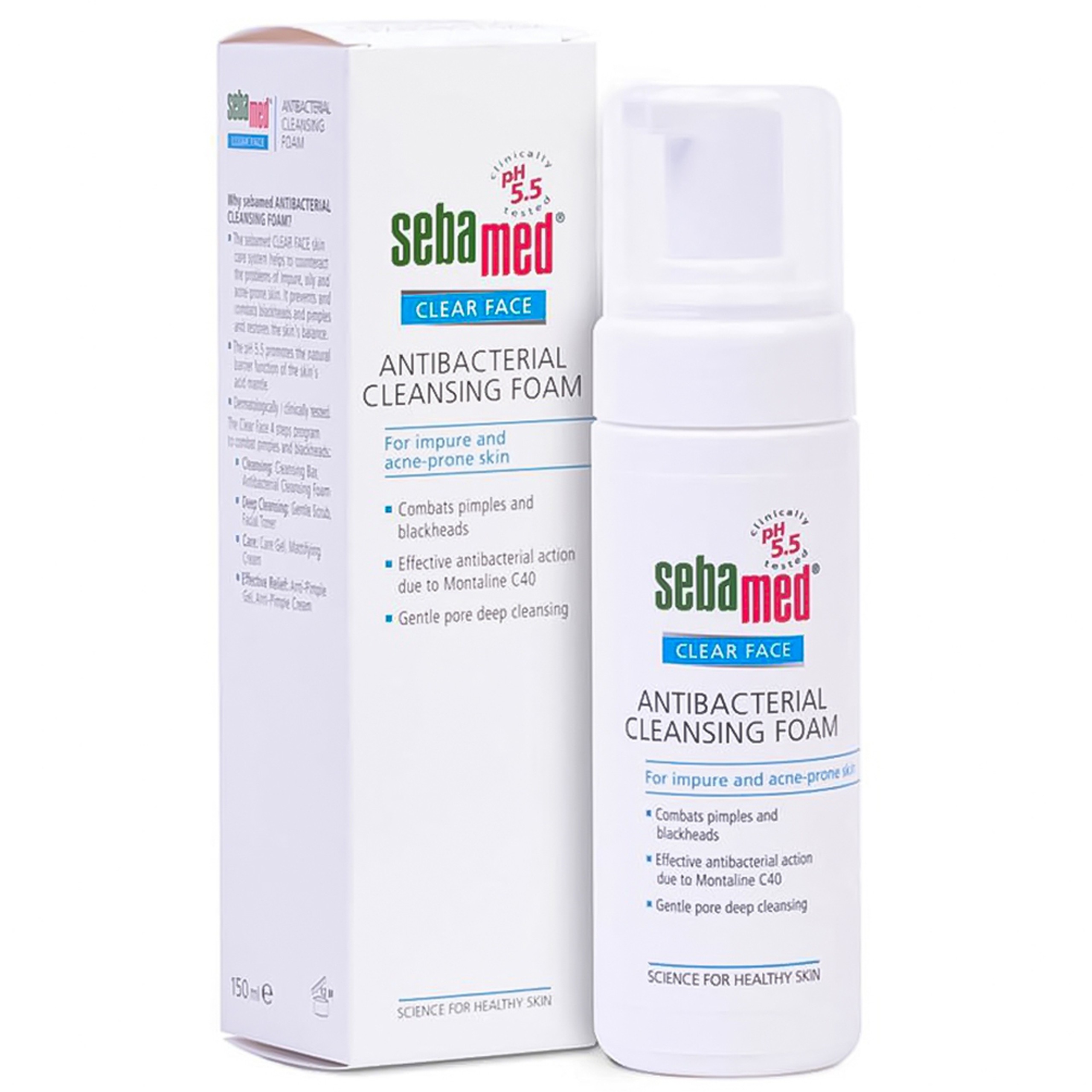Sữa rửa mặt Sebamed Clear Face Antibacterial Cleansing Foam kháng khuẩn, ngăn ngừa mụn (50ml)