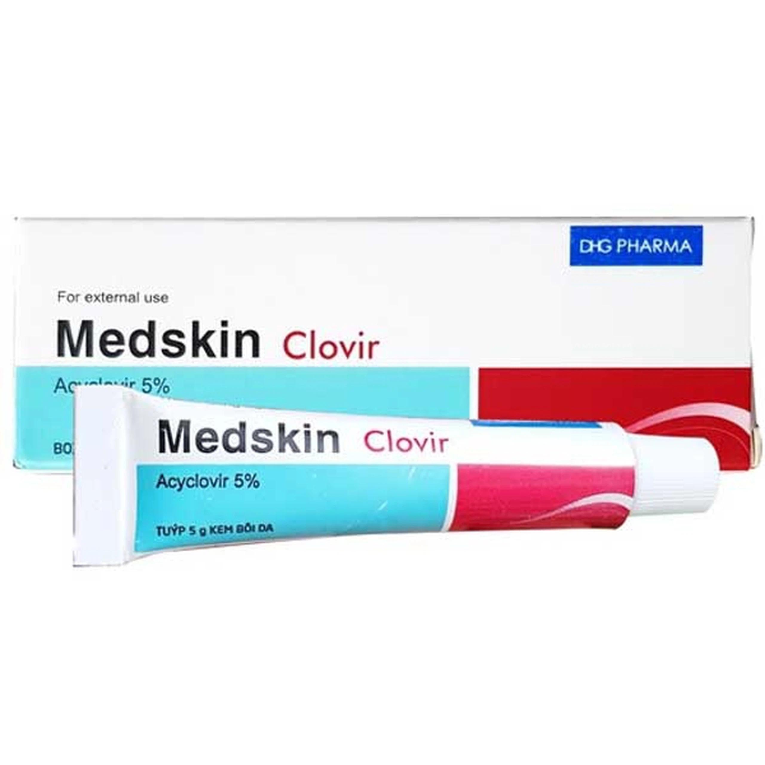 Kem bôi da Medskin Clovir 5% DHG Pharma điều trị nhiễm trùng Herpes simplex (5g)