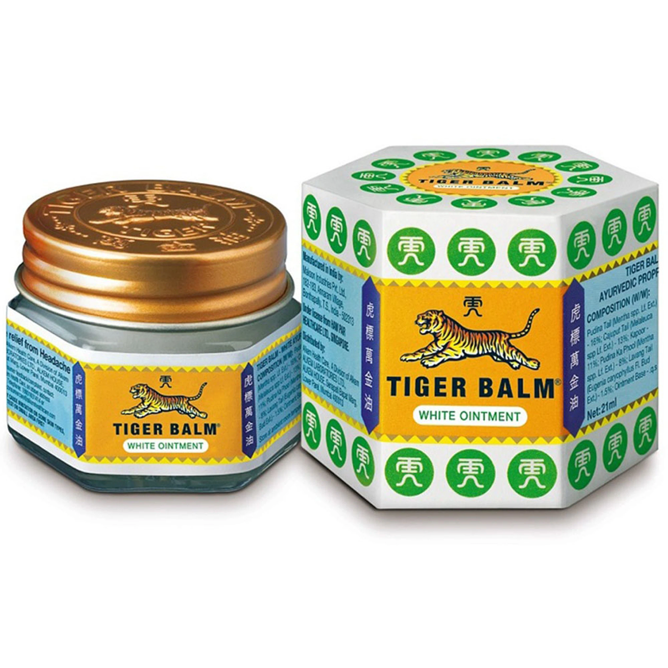 Thuốc mỡ Tiger Balm White Ointment Haw Par giảm đau đầu và ngạt mũi (19,4g)