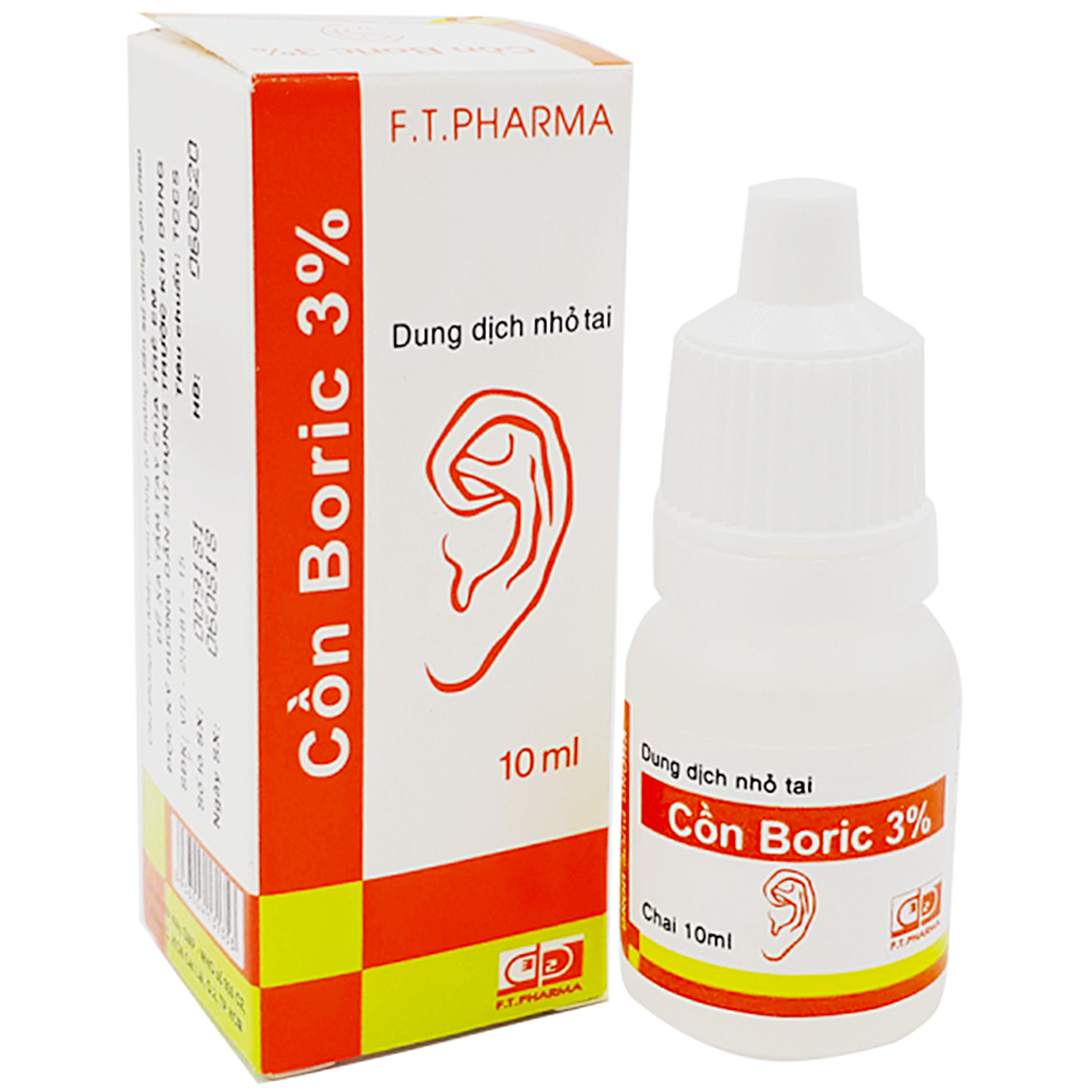 Dung dịch nhỏ tai Cồn Boric 3% Dược 3-2 phòng viêm tai (10ml)