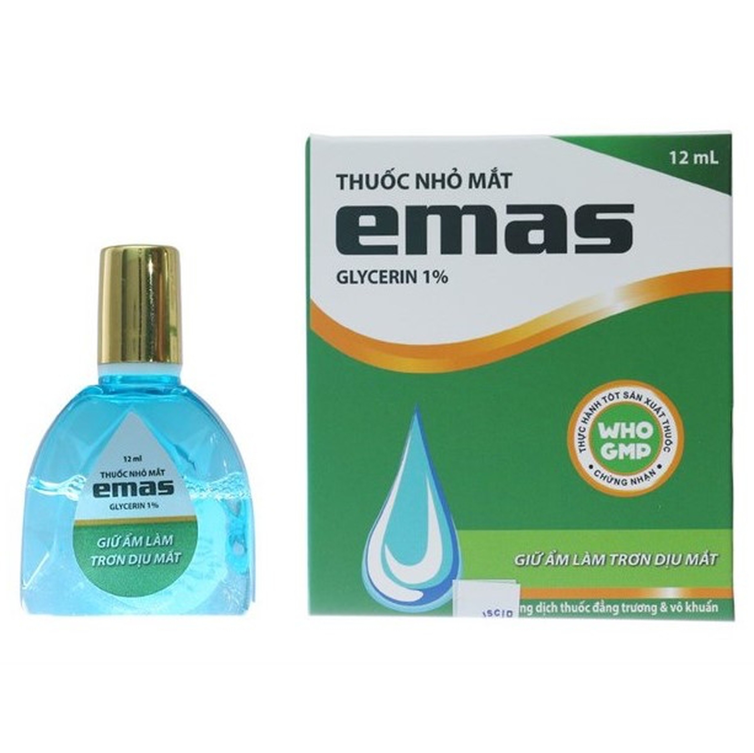 Thuốc nhỏ mắt Emas HaNoi Pharma giảm tạm thời nóng mắt, rát mắt (12ml)
