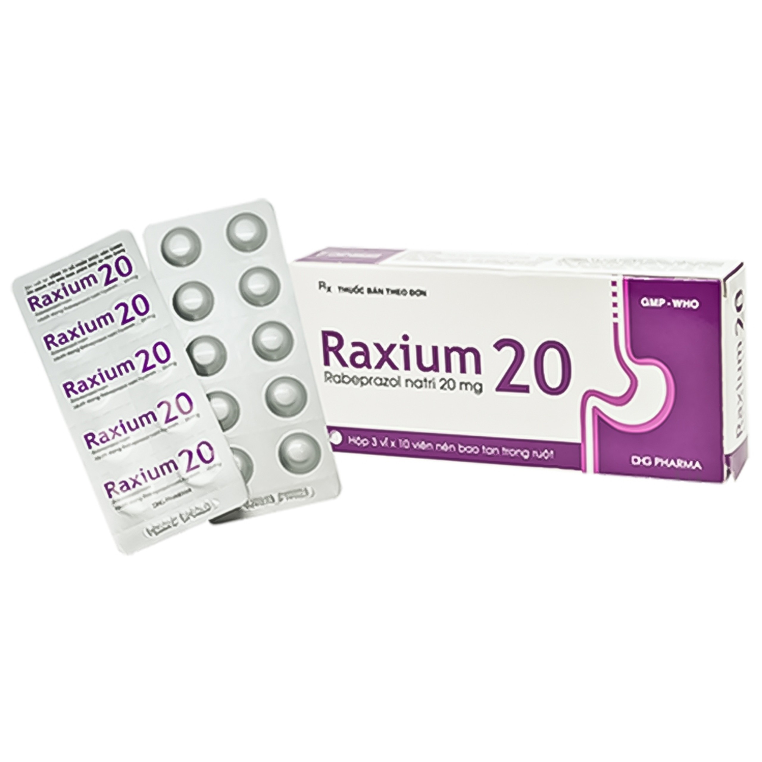 Thuốc Raxium 20 DHG điều trị loét dạ dày, tá tràng (3 vỉ x 10 viên)