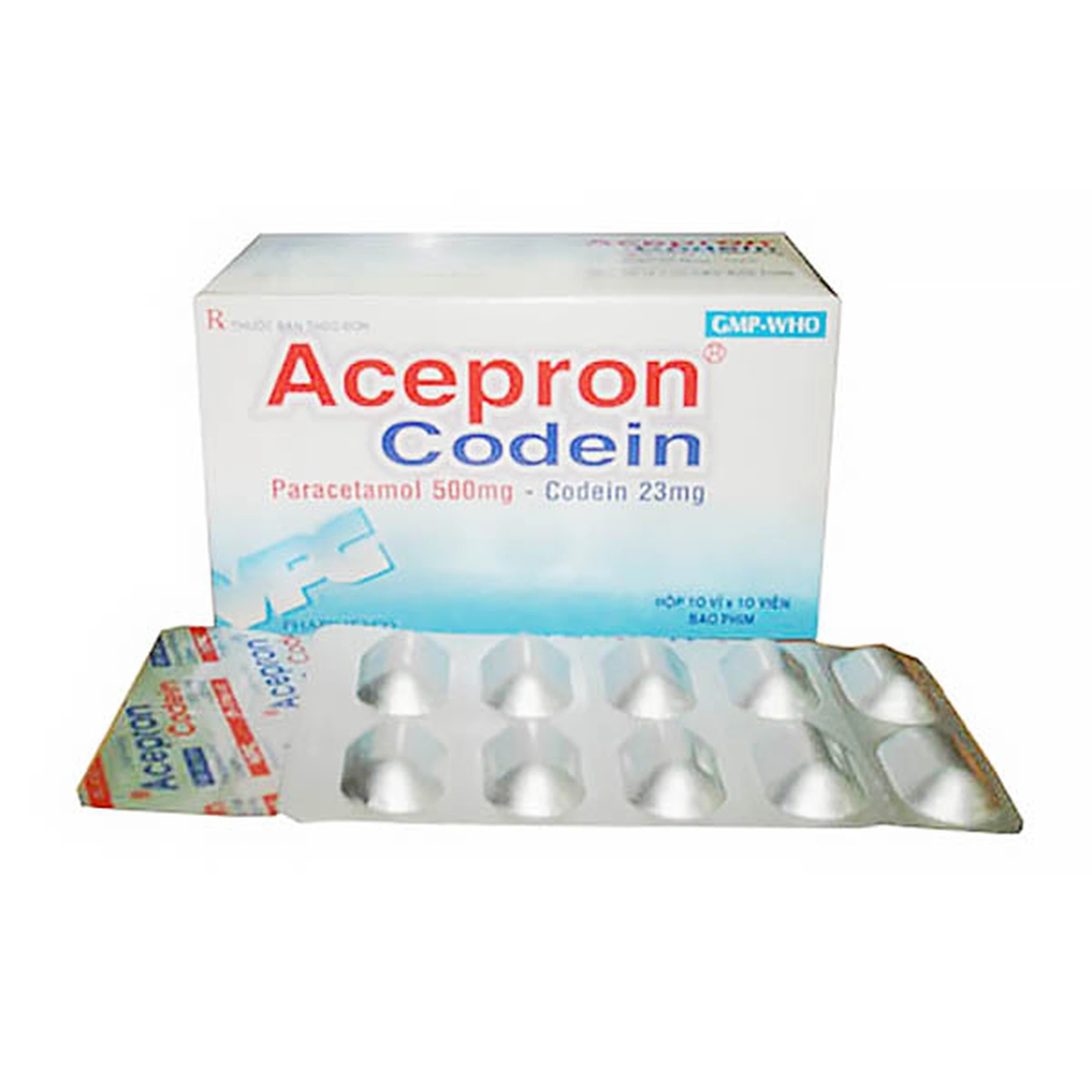 Thuốc Acepron Codein Pharimexco điều trị các cơn đau vừa và nặng (10 vỉ x 10 viên)