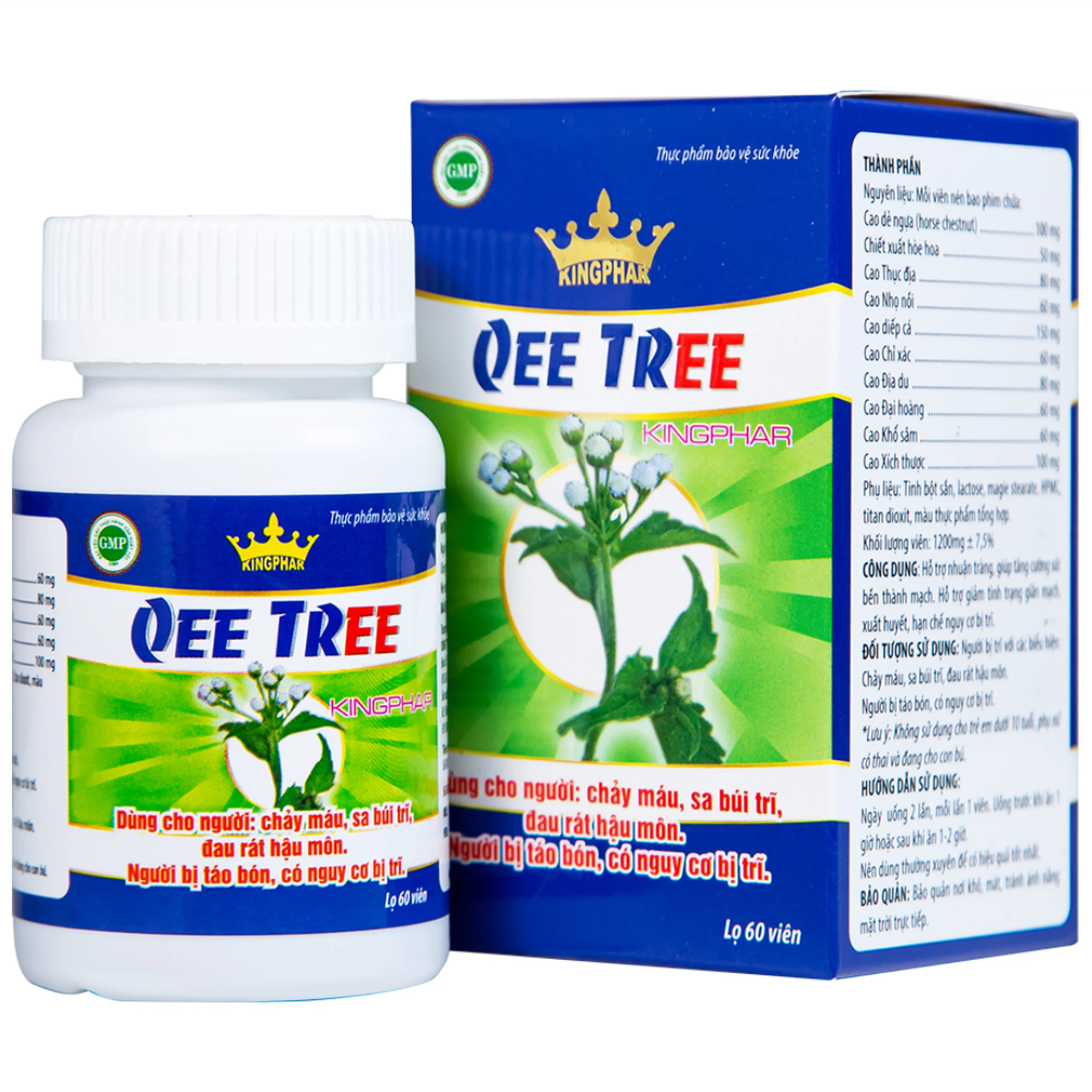 Viên uống Qee Tree Kingphar tăng độ bền thành mạch, nhuận tràng, chống táo bón (60 viên)