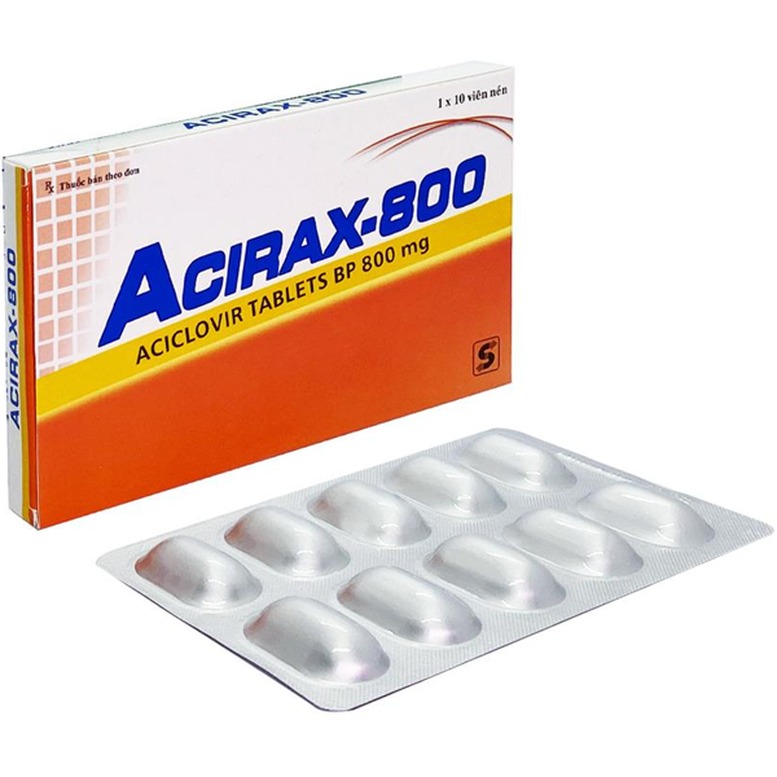 Thuốc Acirax-800 Synmedic điều trị nhiễm virus Herpes simplex, Herpes zoster (1 vỉ x 10 viên)