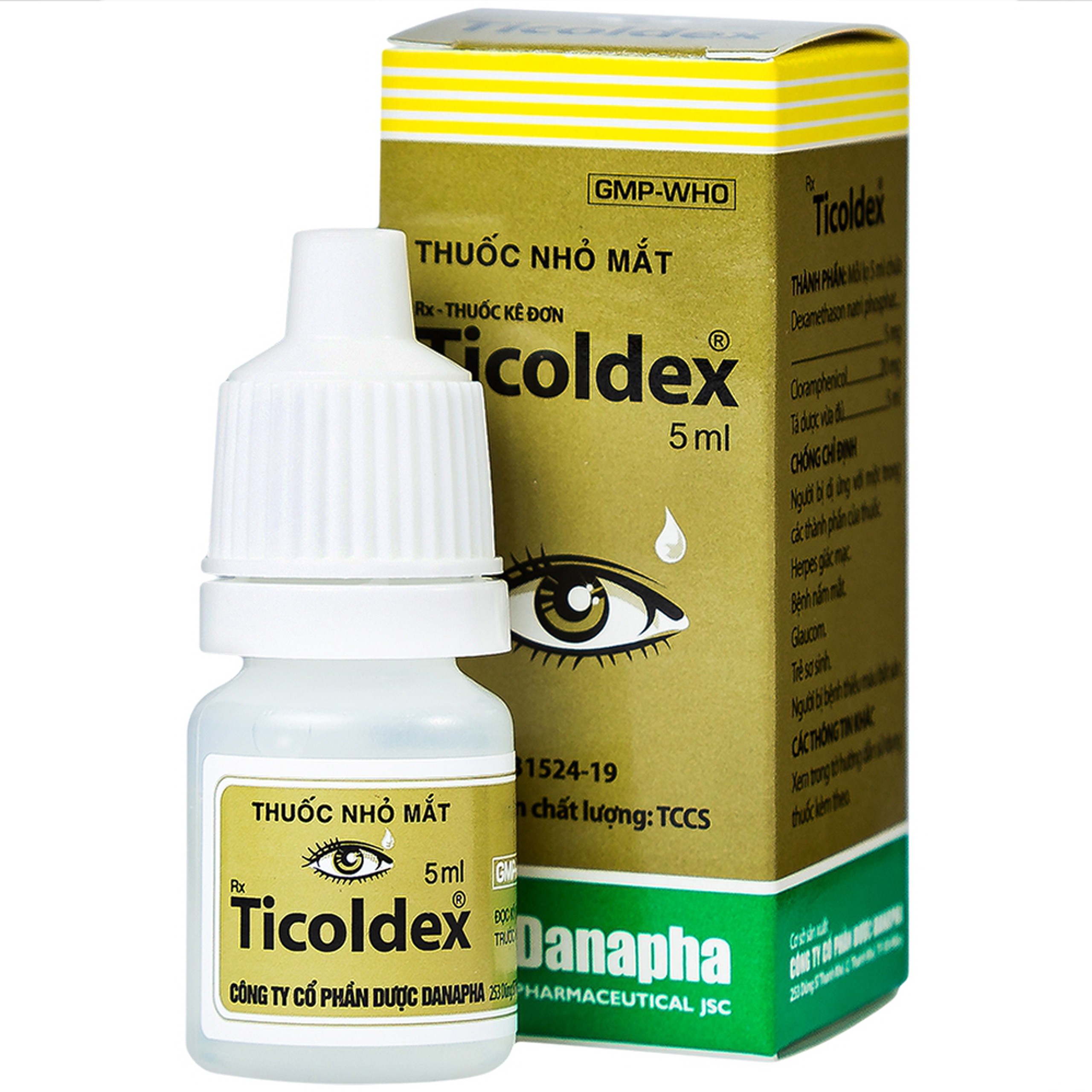 Thuốc nhỏ mắt Ticoldex Danapha điều trị viêm giác mạc, viêm kết mạc (5ml)