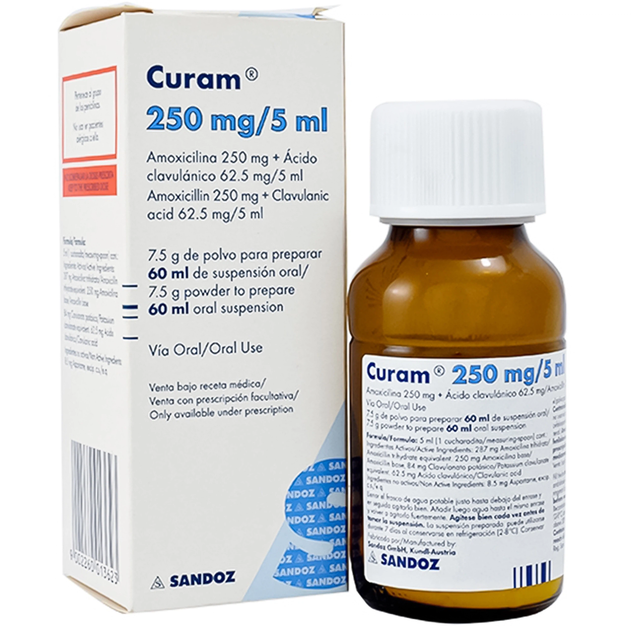 Siro Curam 250mg/5ml Sandoz điều trị nhiễm khuẩn