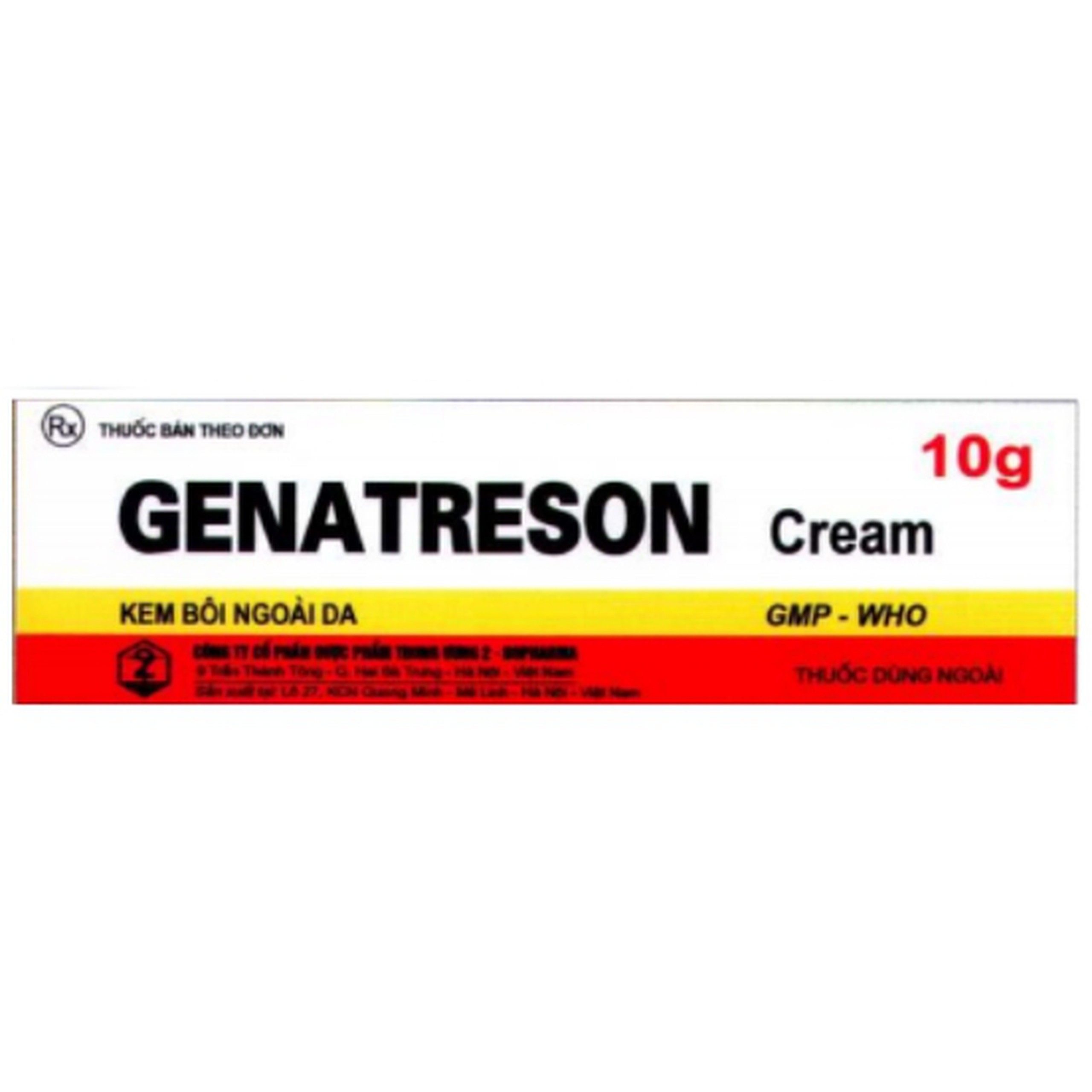 Kem bôi ngoài da Genatreson Cream TW2 điều trị các bệnh nấm ngoài da, viêm da cấp và mãn tính (10g)