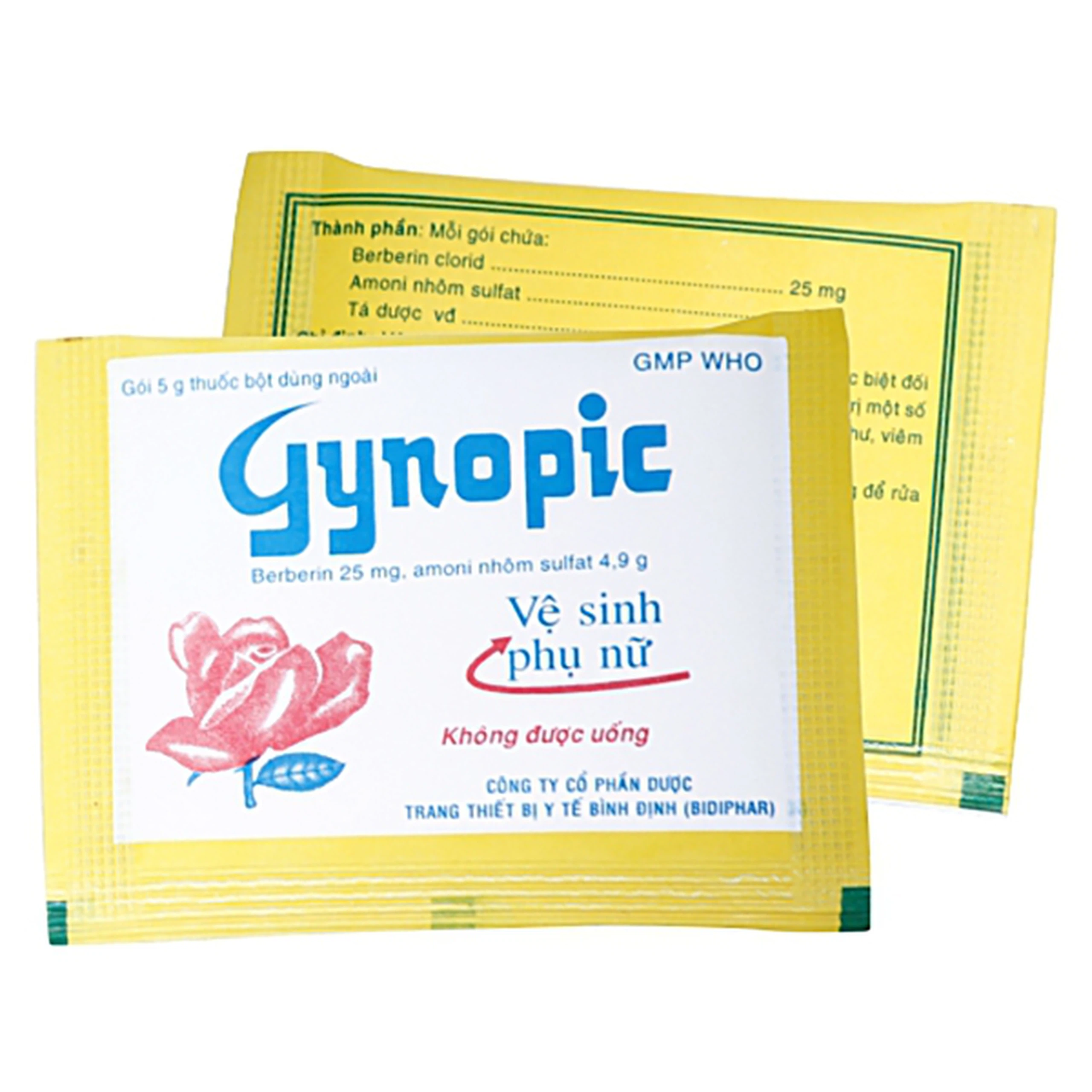 Thuốc bột dùng ngoài Gynopic Bidiphar phòng và trị bệnh viêm âm đạo, viêm tử cung (5g)