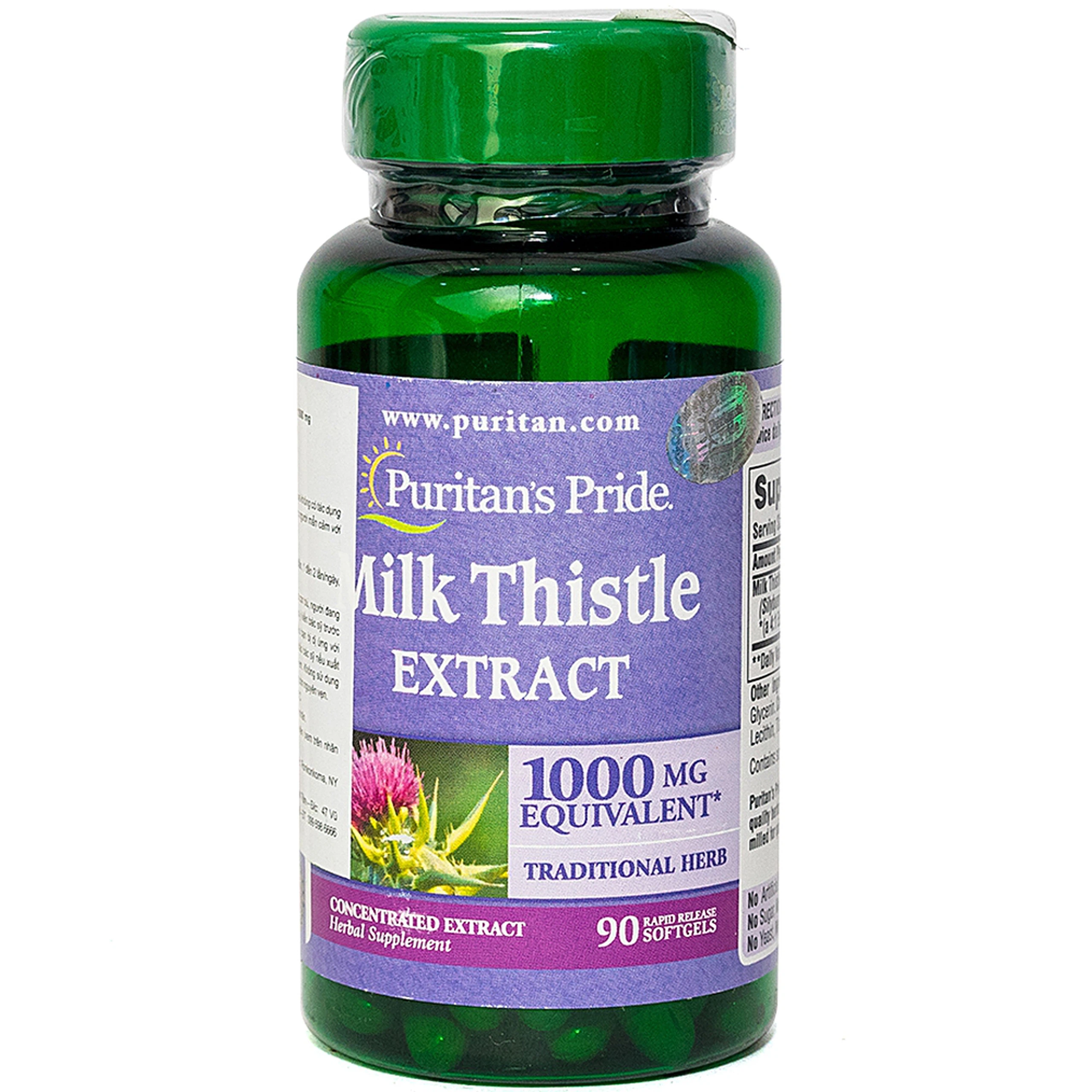 Viên uống Milk Thistle Extract 1000mg hỗ trợ giải độc gan, tăng cường chức năng gan (90 viên)