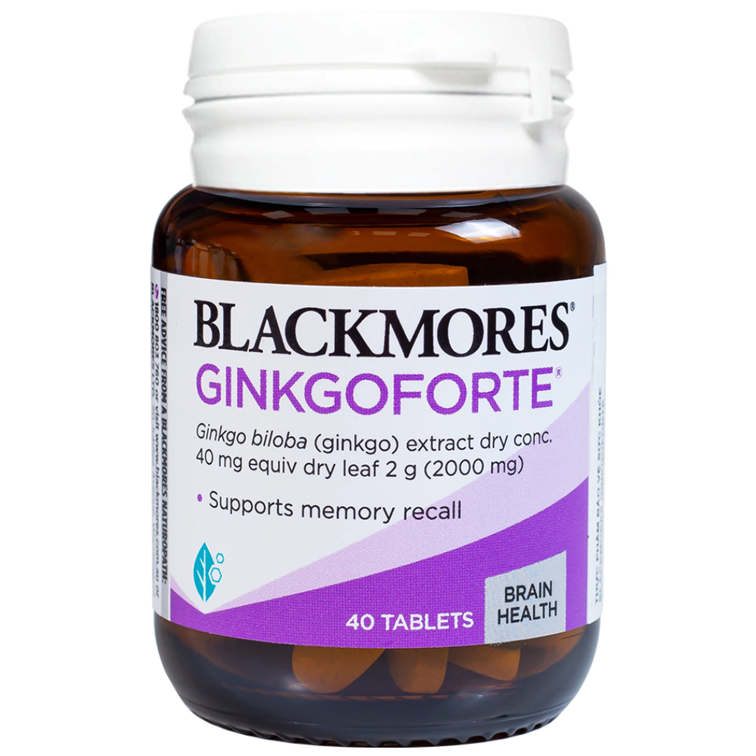 Viên uống Blackmores Ginkgo Forte hỗ trợ tuần hoàn máu não (40 viên)