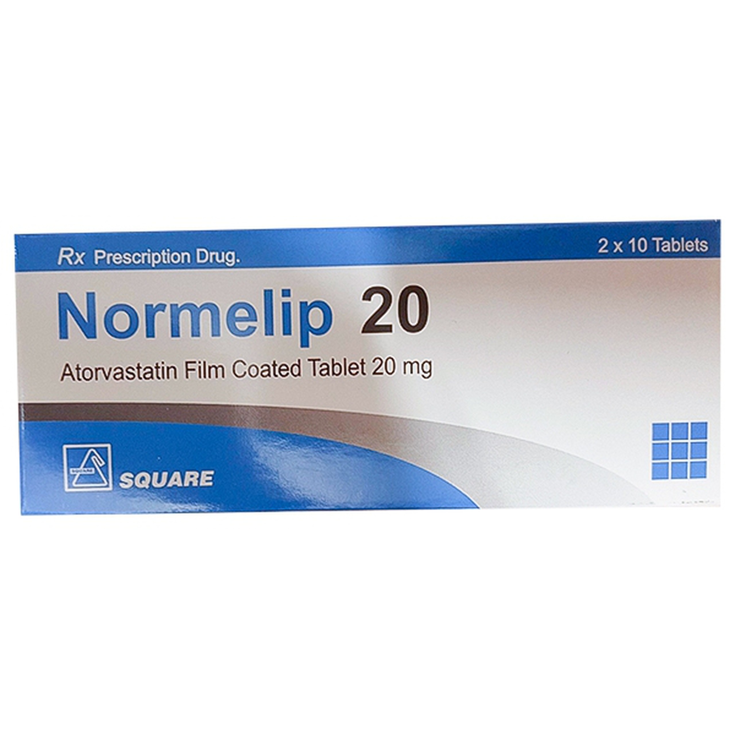 Thuốc Normelip 20 Square giảm cholesterol toàn phần (2 vỉ x 10 viên)