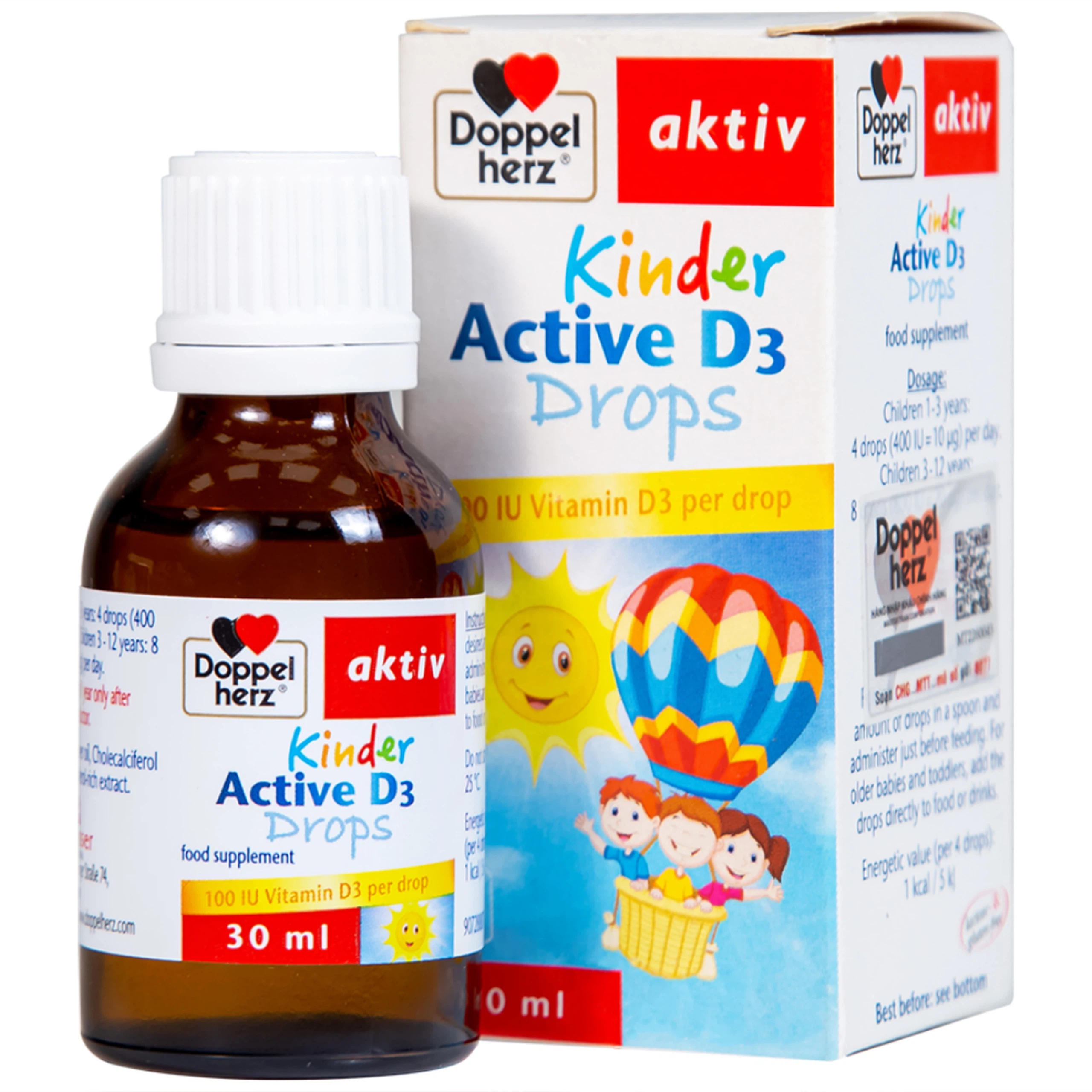 Siro Kinder Active D3 Drops Doppelherz Aktiv bổ sung vitamin D3, tăng cường sức đề kháng (30ml)