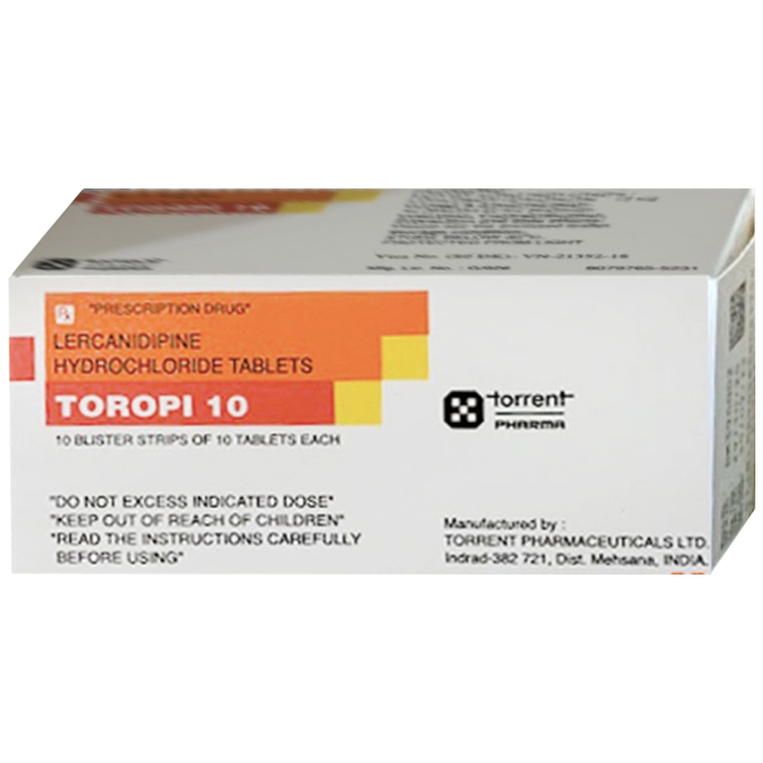 Thuốc Toropi 10mg Torrent điều trị tăng huyết áp (10 vỉ x 10 viên)