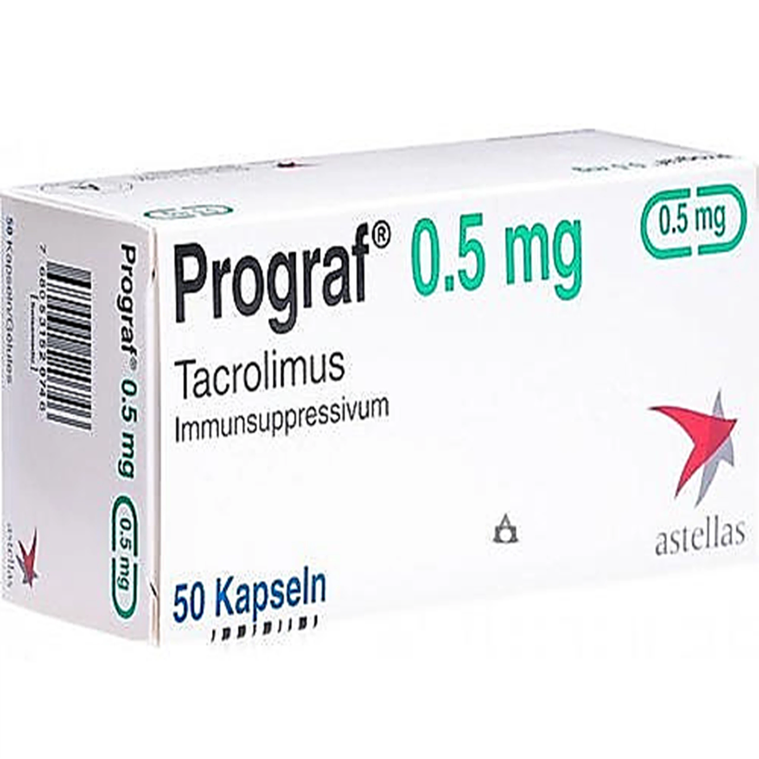 Thuốc Prograf 0.5mg Astellas phòng ngừa sự đào thảo cơ quan ghép thận hoặc gan dị sinh (5 vỉ x 10 viên)