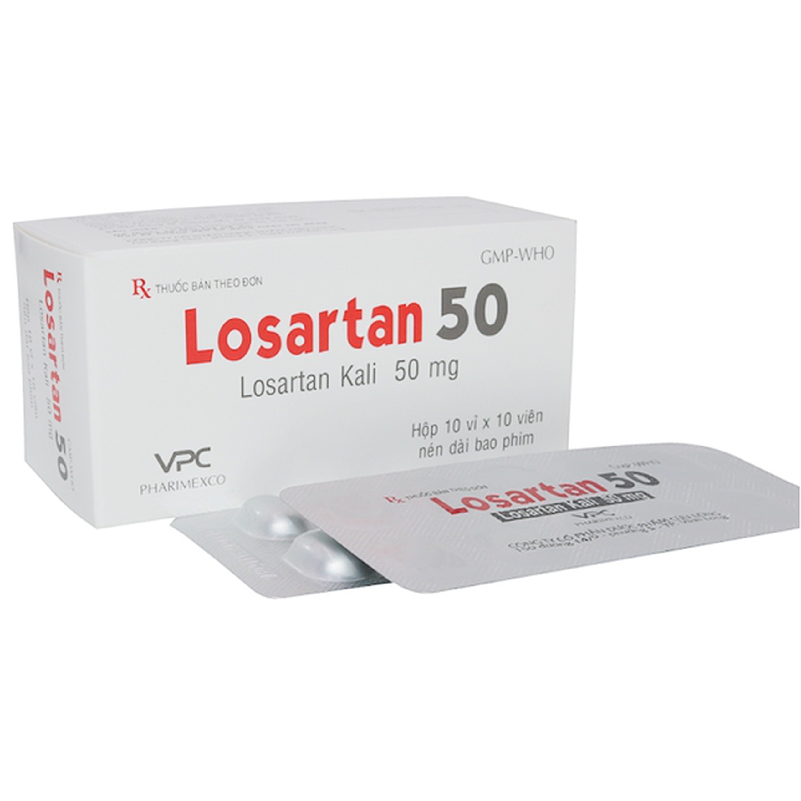 Viên nén Losartan 50 Pharimexco điều trị tăng huyết áp (10 vỉ x 10 viên)