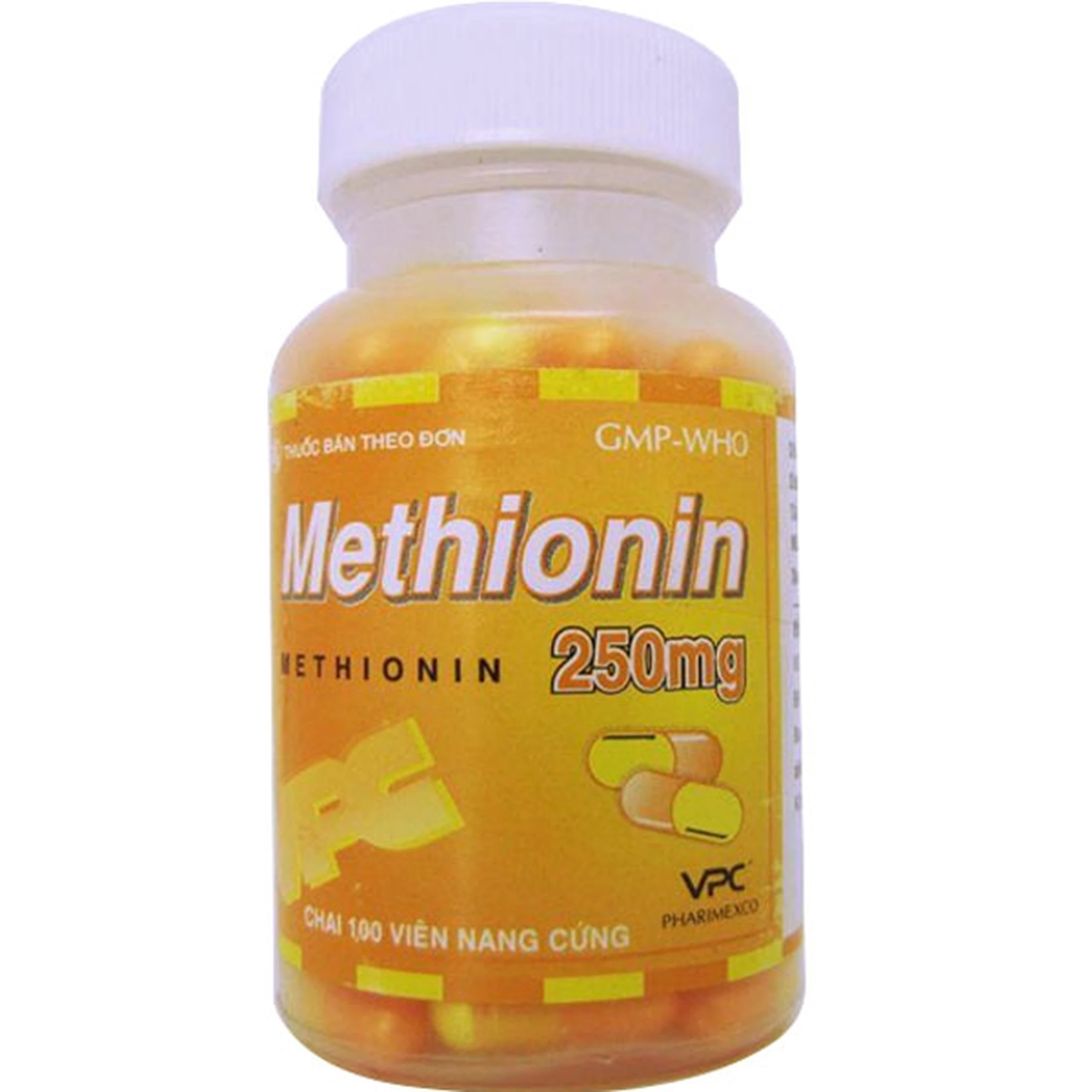 Viên nang cứng Methionin 250mg Pharimexco điều trị quá liều paracetamol (100 viên)