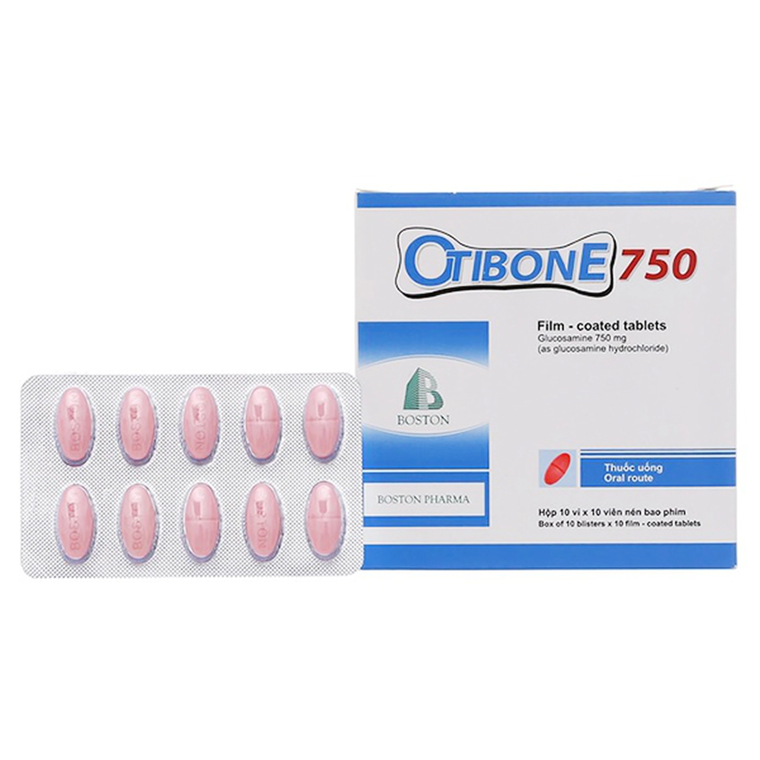 Thuốc Otibone 750 Boston giảm triệu chứng thoái hóa khớp gối (10 vỉ x 10 viên)