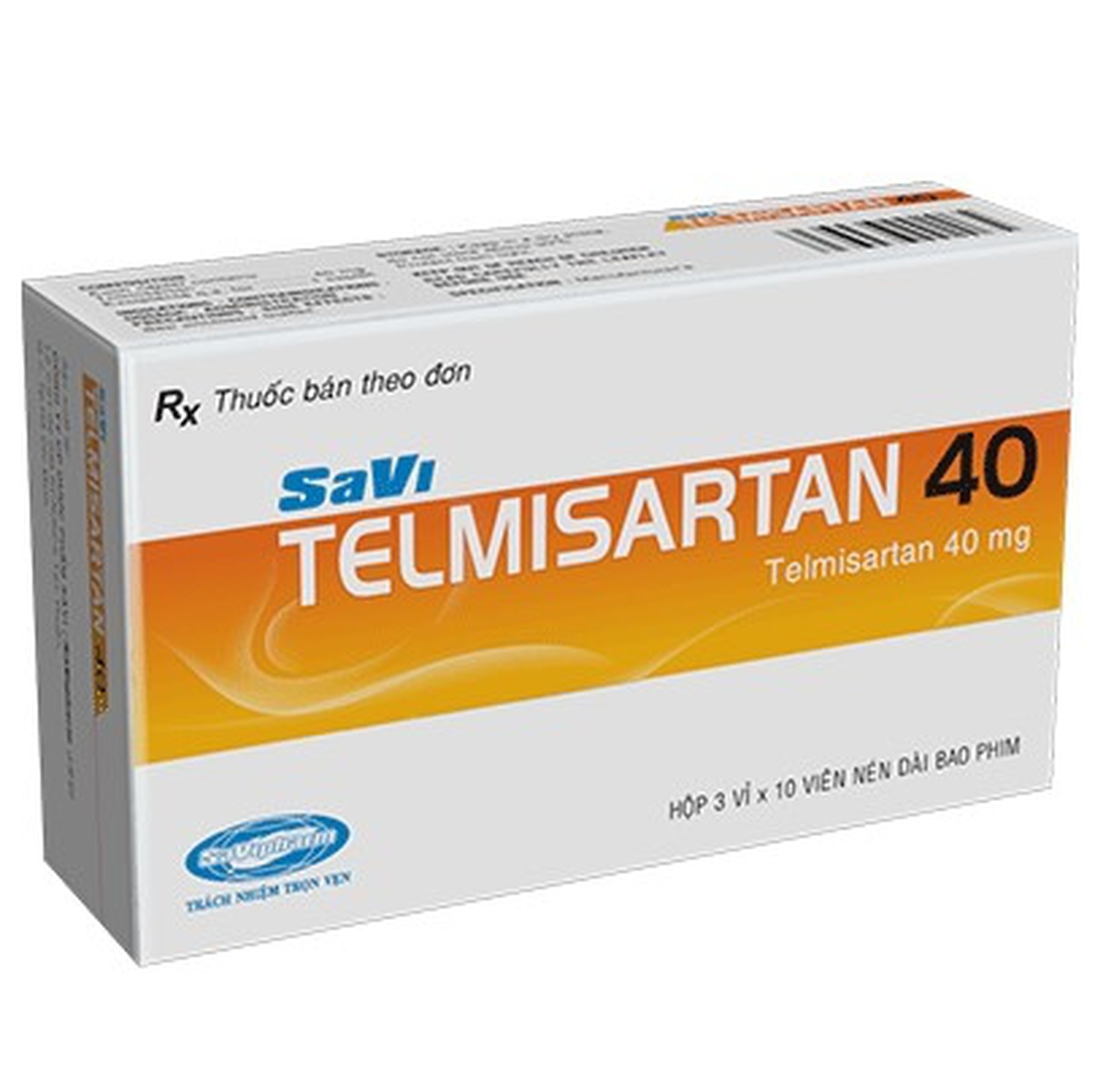 Thuốc Savi Telmisartan 40 điều trị tăng huyết áp (3 vỉ x 10 viên)