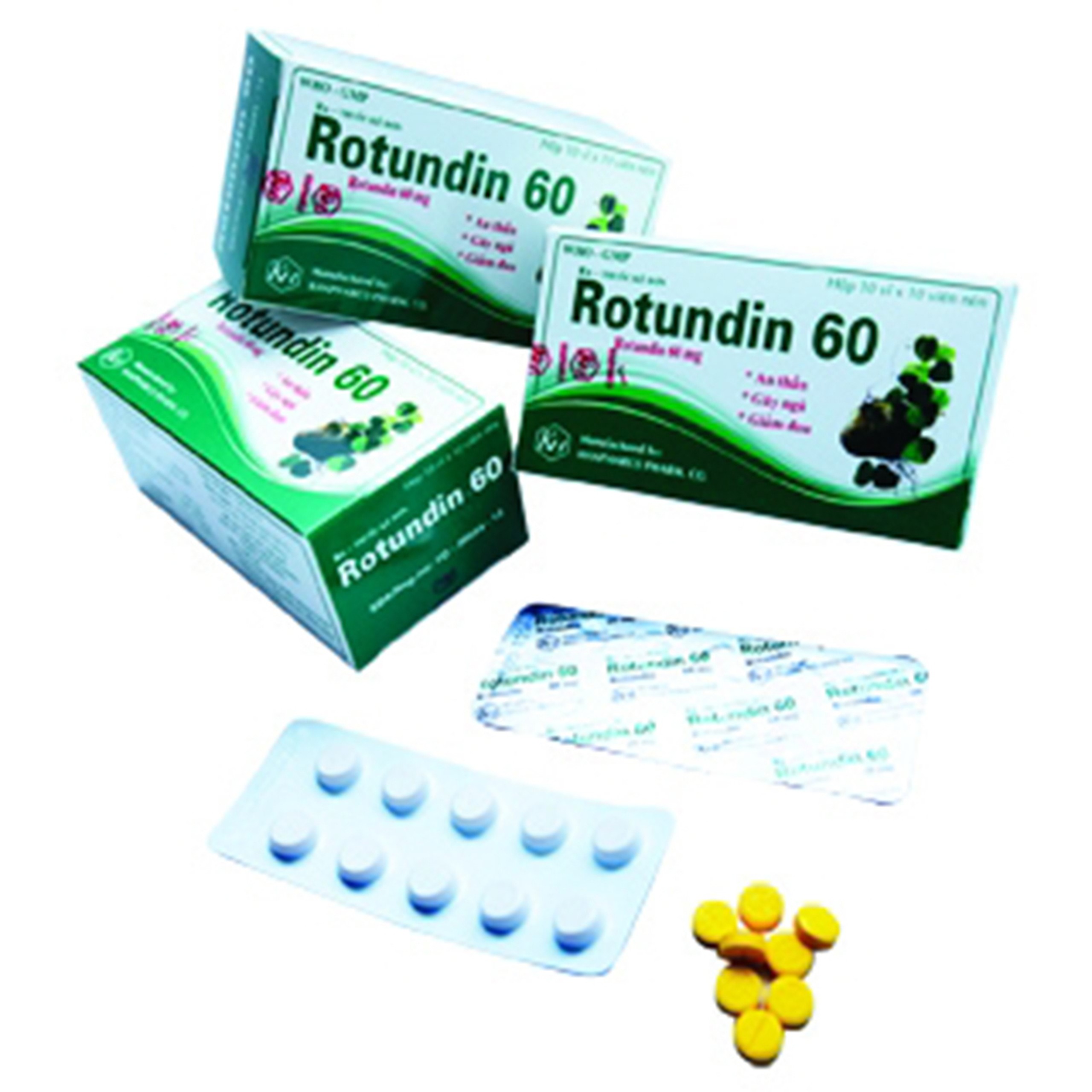 Thuốc Rotundin 60 Khapharco giúp an thần, giảm đau co thắt ở đường tiêu hóa (10 vỉ x 10 viên) 