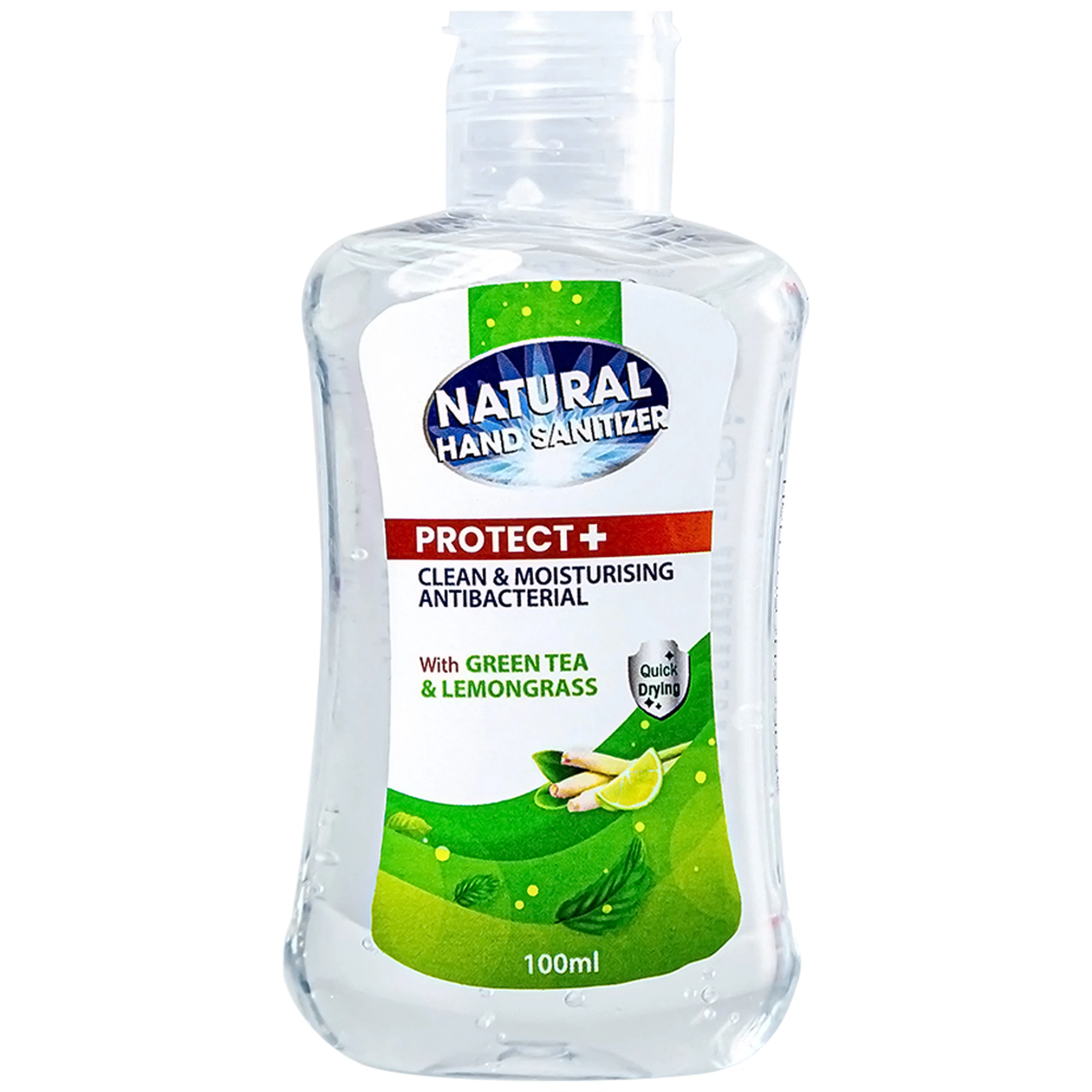 Gel rửa tay khô Natural Hand Sanitizer trà xanh và sả chanh làm sạch tay, khử mùi, dưỡng ẩm (100ml)